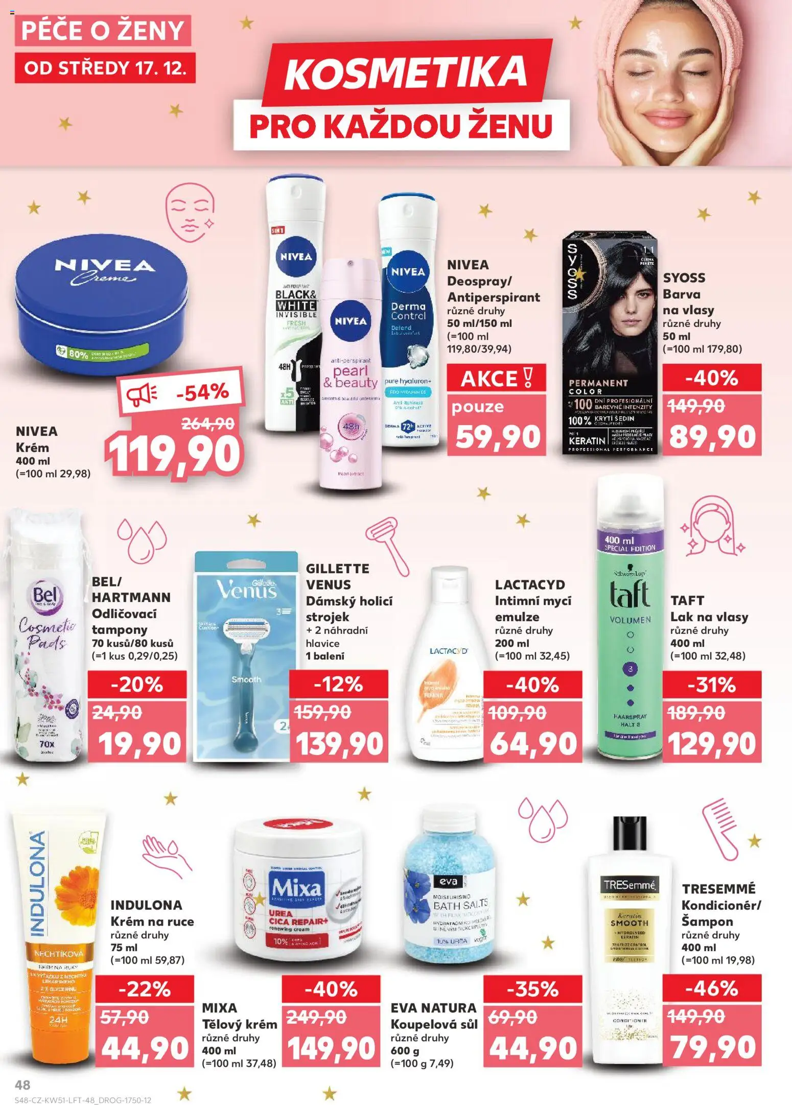 Kaufland leták - Brno od 17.12.2025 | Strana: 48 | Produkty: Antiperspirant, Krém, Lactacyd, Holicí strojek