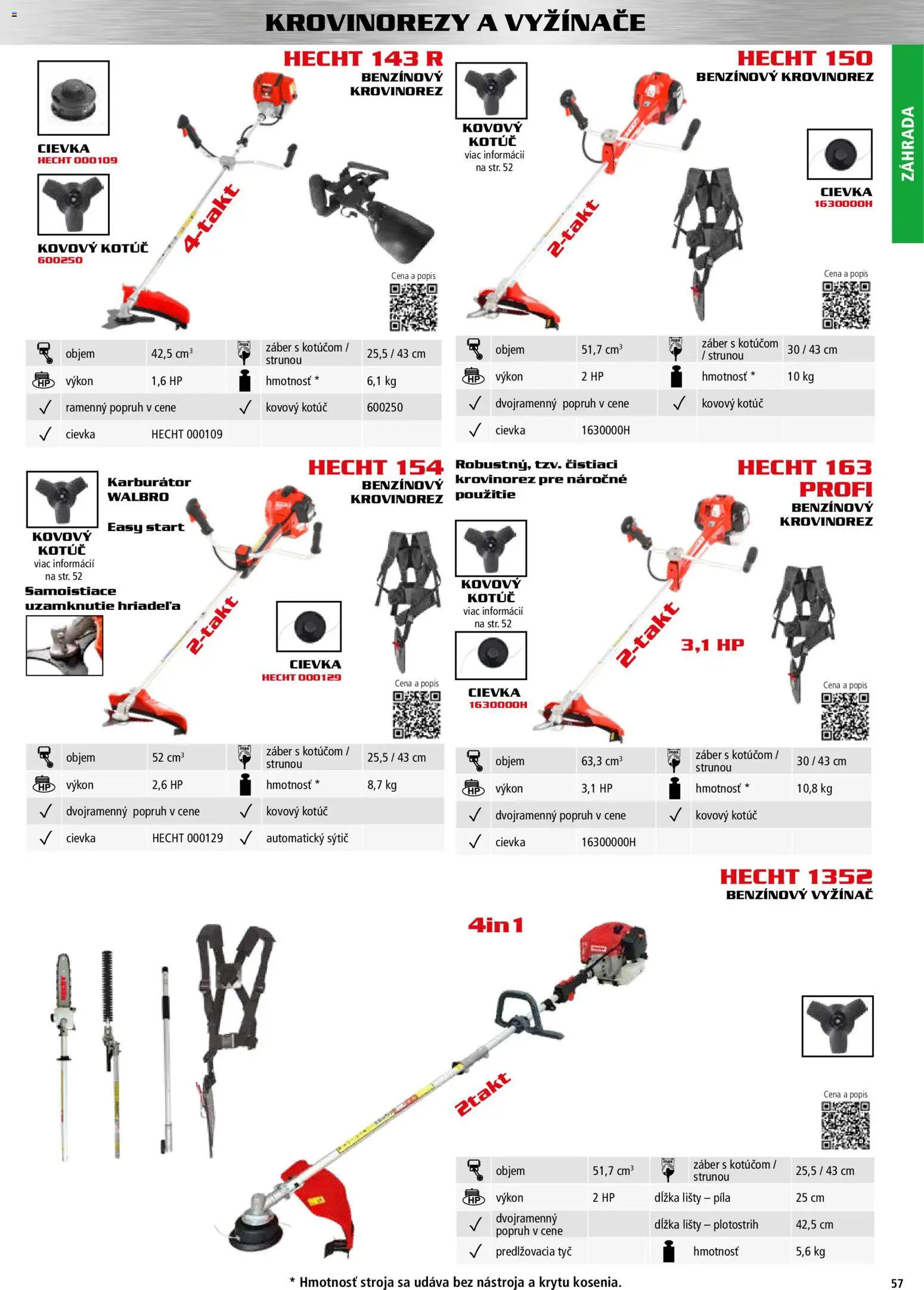 Nové Hecht akcie – leták je platný od 30.10.2025 | Strana: 57 | Produkty: Krovinorez, Vyžínače, Píla