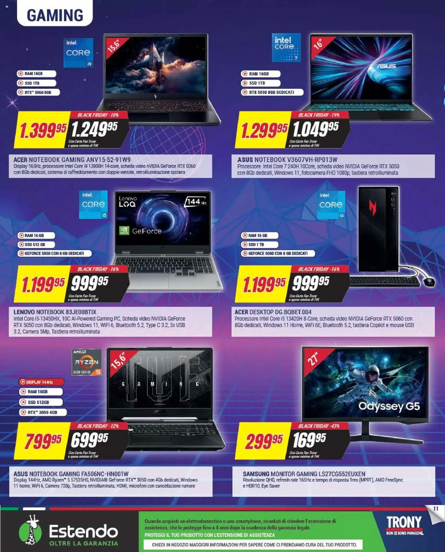 Volantino Trony del 25.11.2025 | Pagina: 11 | Prodotti: Monitor, Notebook, Mouse, Fotocamera