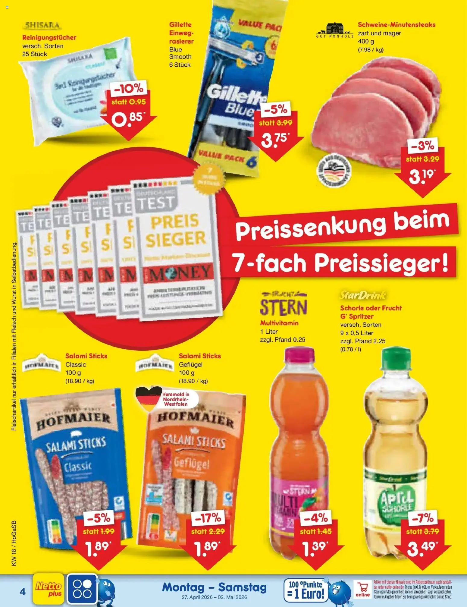 Netto Marken-Discount Prospekt Bremen-Lesum	 – gültig ab 27.04.2026 | Seite: 6 | Produkte: Rasierer, Reinigungstücher, Wurst, Salami