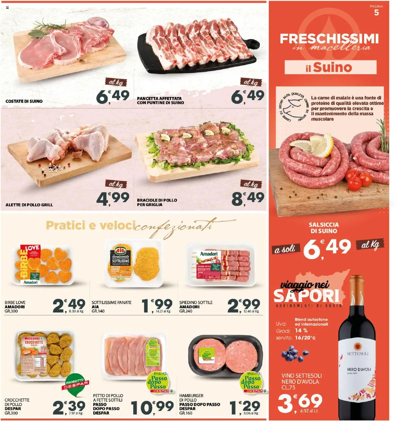 Volantino Eurospar del 20.10.2025 | Pagina: 7 | Prodotti: Pollo, Pancetta, Vino, Hamburger