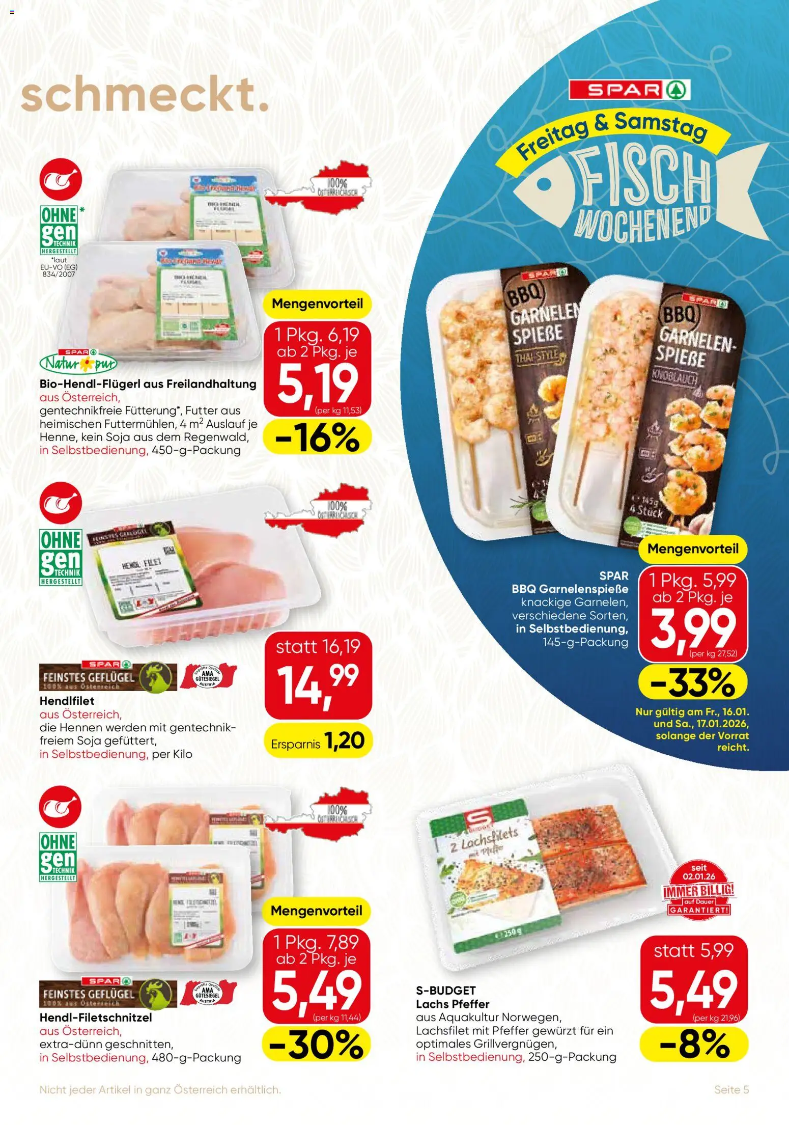 SPAR Gourmet Flugblatt gültig ab 15.01.2026 | Seite: 5 | Produkte: Pfeffer, Knoblauch, Fisch