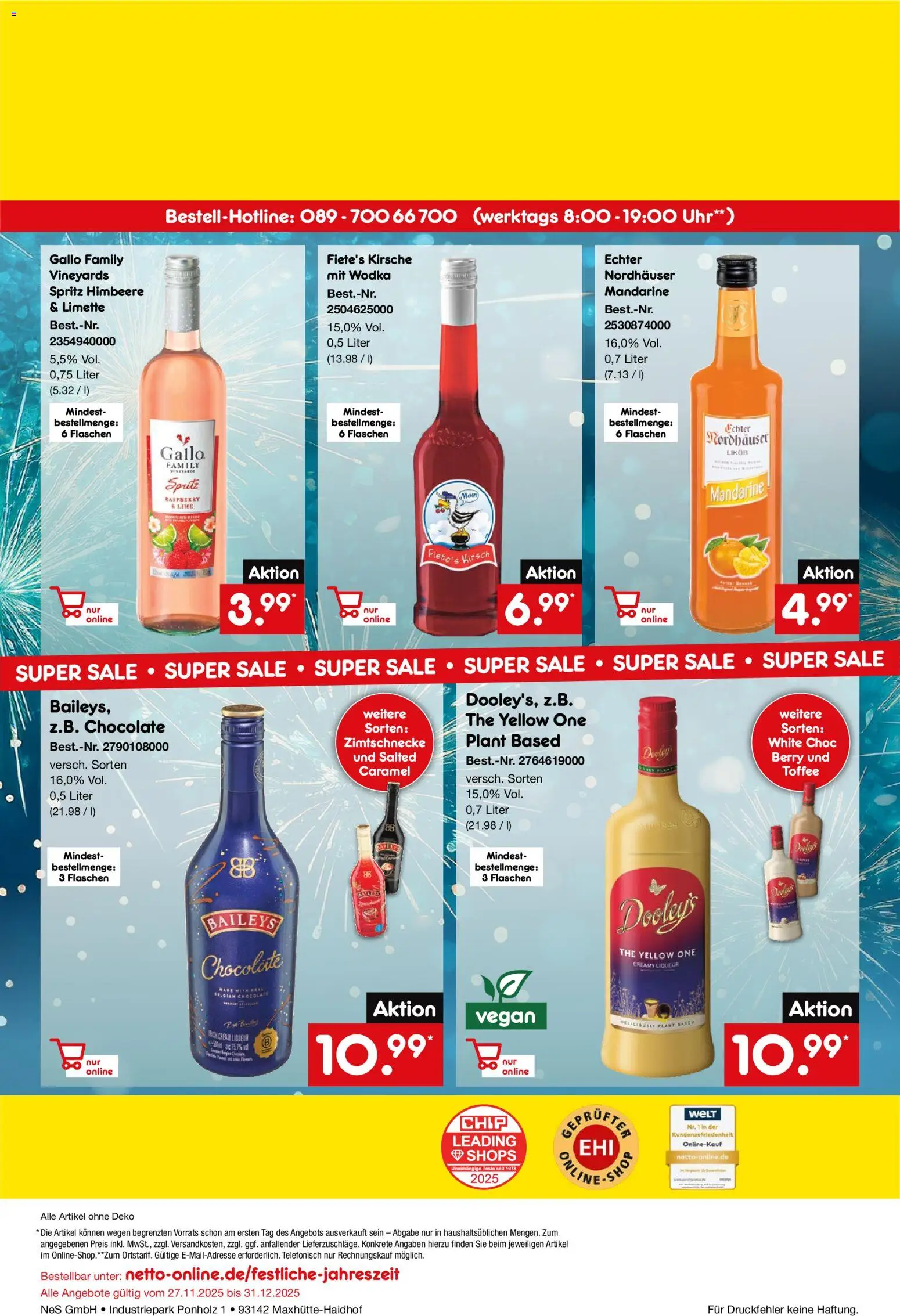 Netto Marken-Discount Online-Sonderangebote Sekt, Wein und Spiritousen – gültig ab 01.12.2025 | Seite: 12 | Produkte: Likör, Himbeere, Wodka, Uhr