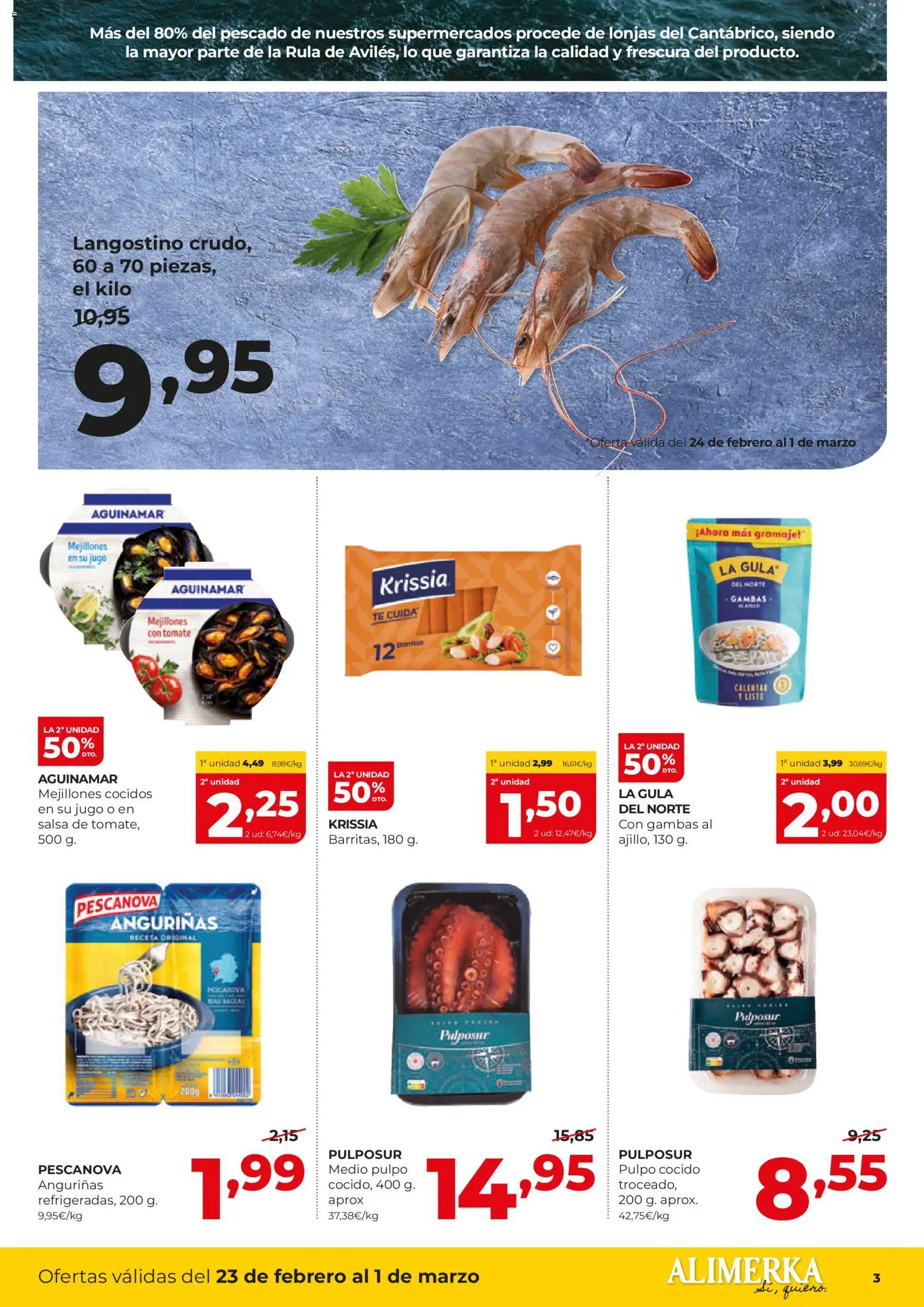 Alimerka folleto Asturias │ válido desde el 23.02.2026 | Página: 3 | Productos: Jugo, Pescado, Té, Langostino