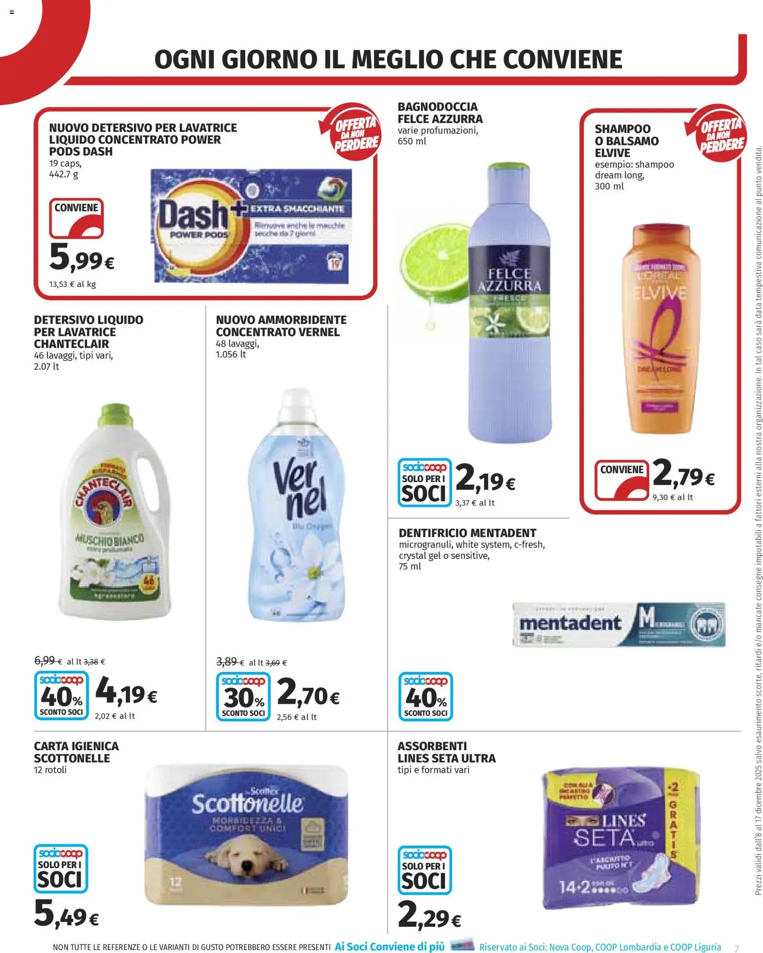 Volantino COOP del 08.12.2025 | Pagina: 7 | Prodotti: Shampoo, Ammorbidente, Lavatrice, Data
