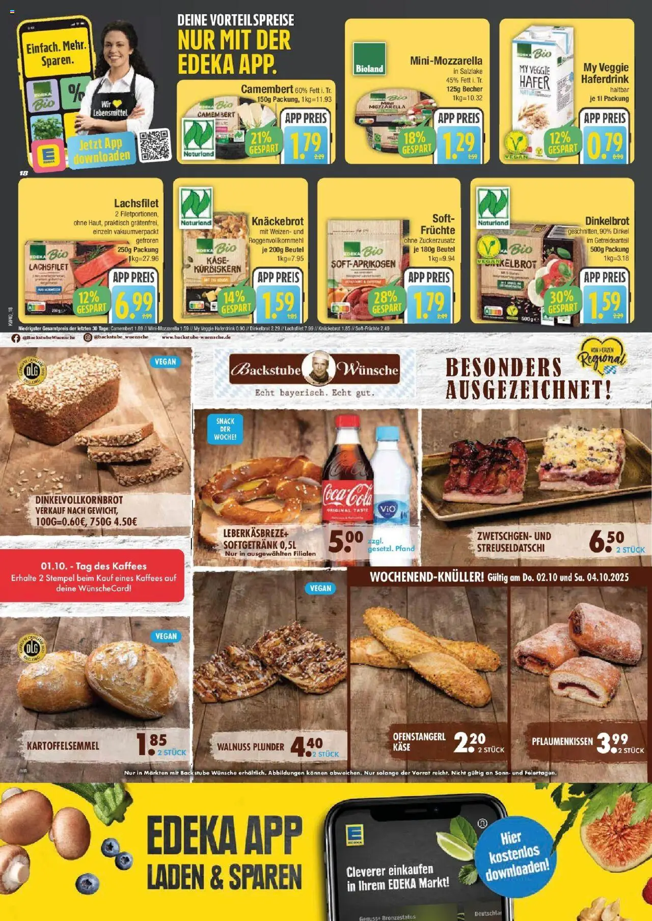 Edeka prospekt München	 – gültig ab 28.09.2025 | Seite: 18 | Produkte: Cola, Käse, Mozzarella, Zwetschgen