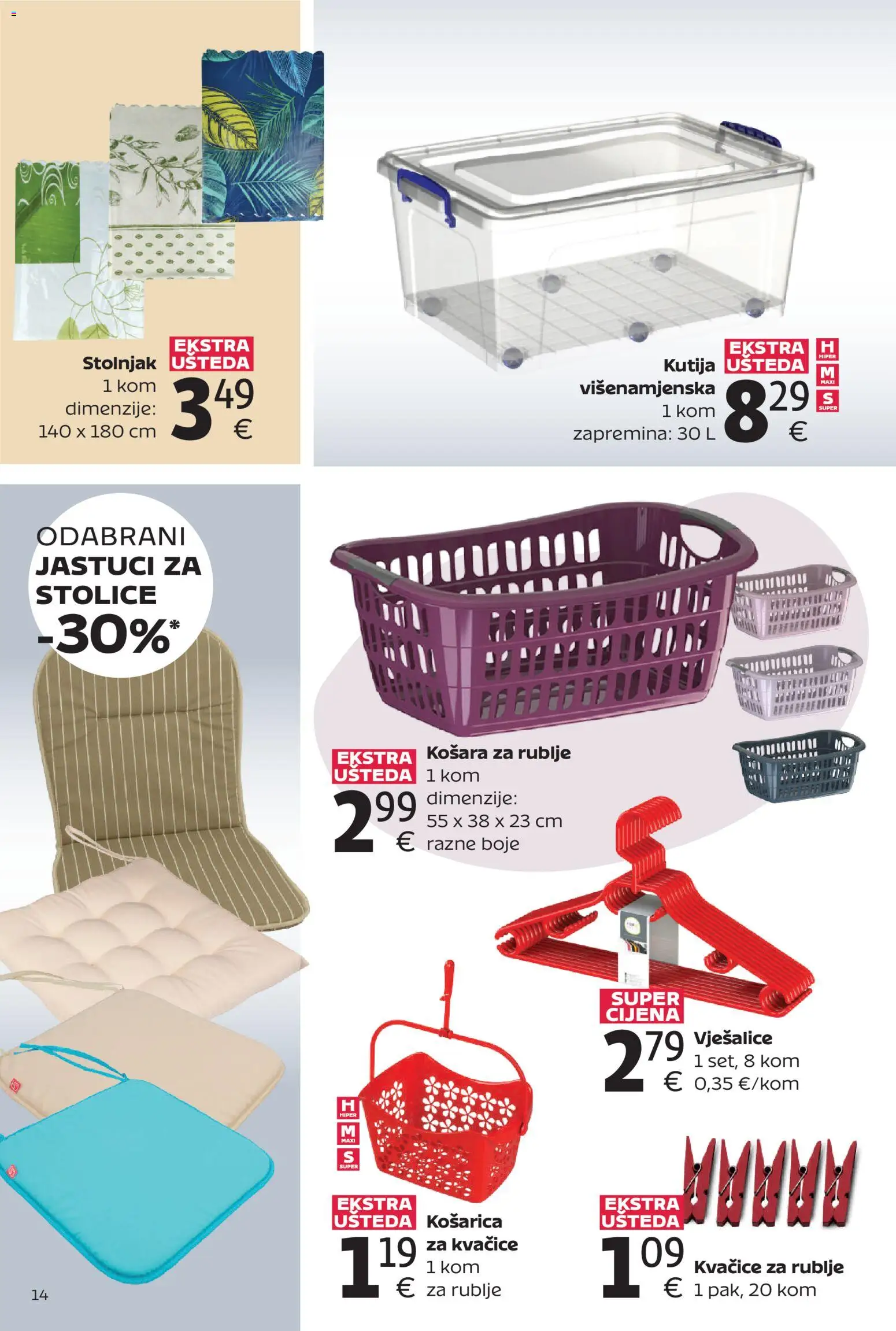 Tommy katalog | vrijedi od 02.03.2026 | Stranica: 14 | Proizvodi: Kutija, Košara, Stolnjak, Vješalice