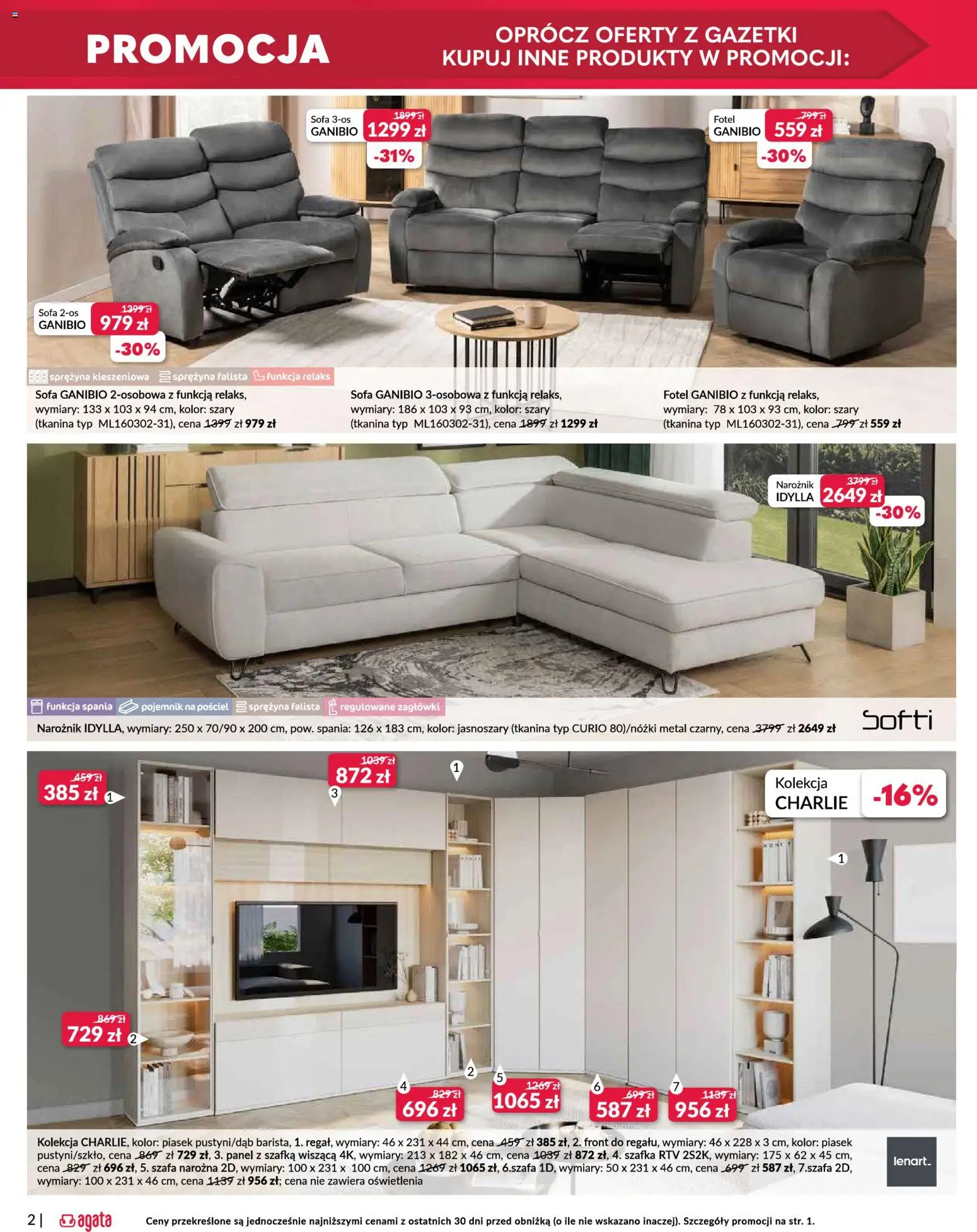Salony Agata Gazetka - Otwarcie sklepu w Mysiadle od 26.02.2026 | Strona: 2 | Produkty: Szafa, Sofa, Fotel, szafka RTV