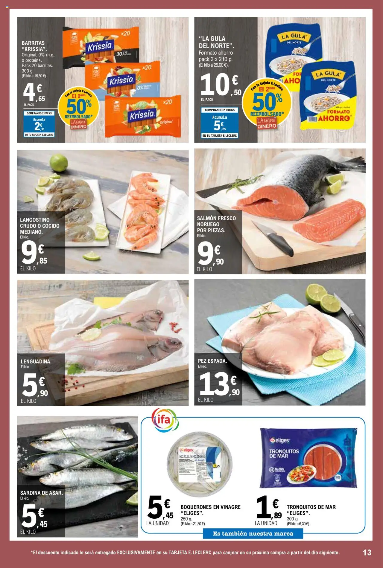 E.Leclerc folleto │ válido desde el 30.07.2025 | Página: 13 | Productos: Δεξαμενή, Langostino