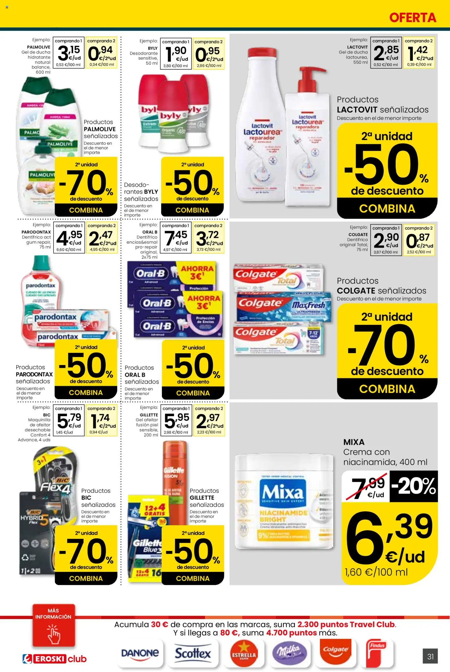 Eroski Quieres ahorrar conmigo Center │ válido desde el 16.04.2026 | Página: 31 | Productos: Gel de ducha, Desodorante, Crema, Ducha