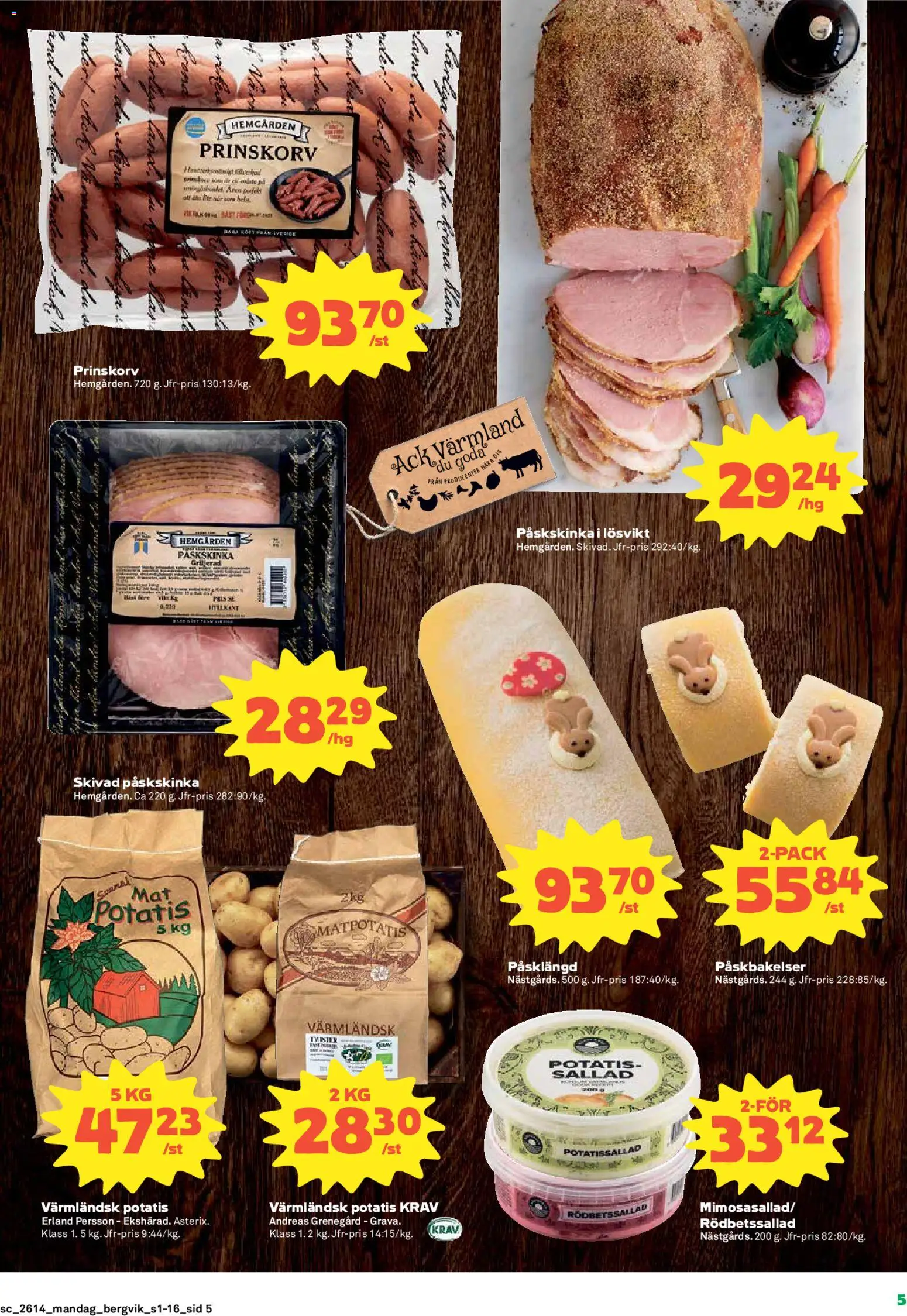 Stora Coop reklamblad aktuell från 30.03.2026 | Sida: 5 | Produkter: Rödbetssallad, Prinskorv, Potatis, Sallad