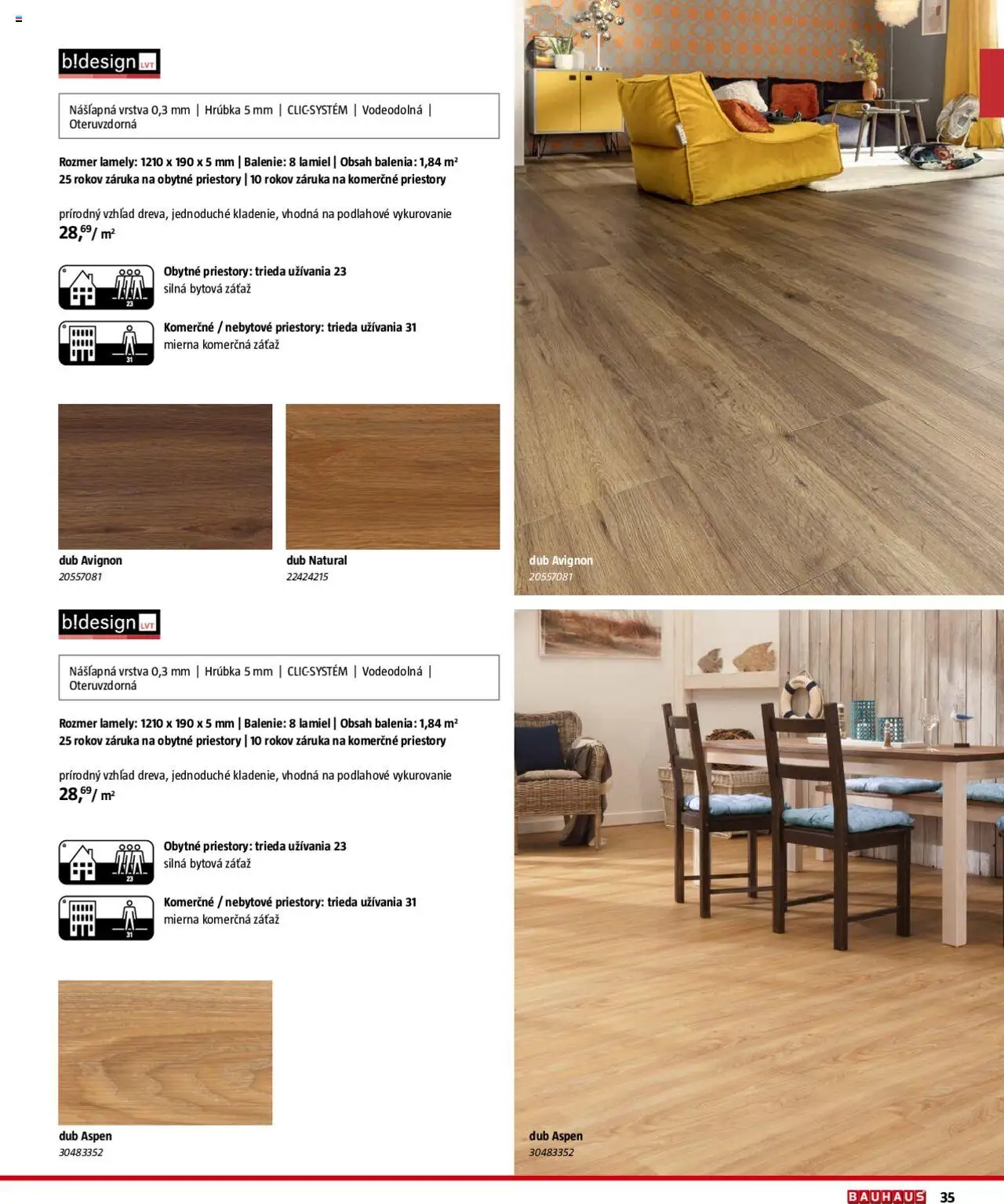 Bauhaus katalóg Podlahové krytiny │ platný od 04.08.2025 | Strana: 35 | Produkty: Lamely