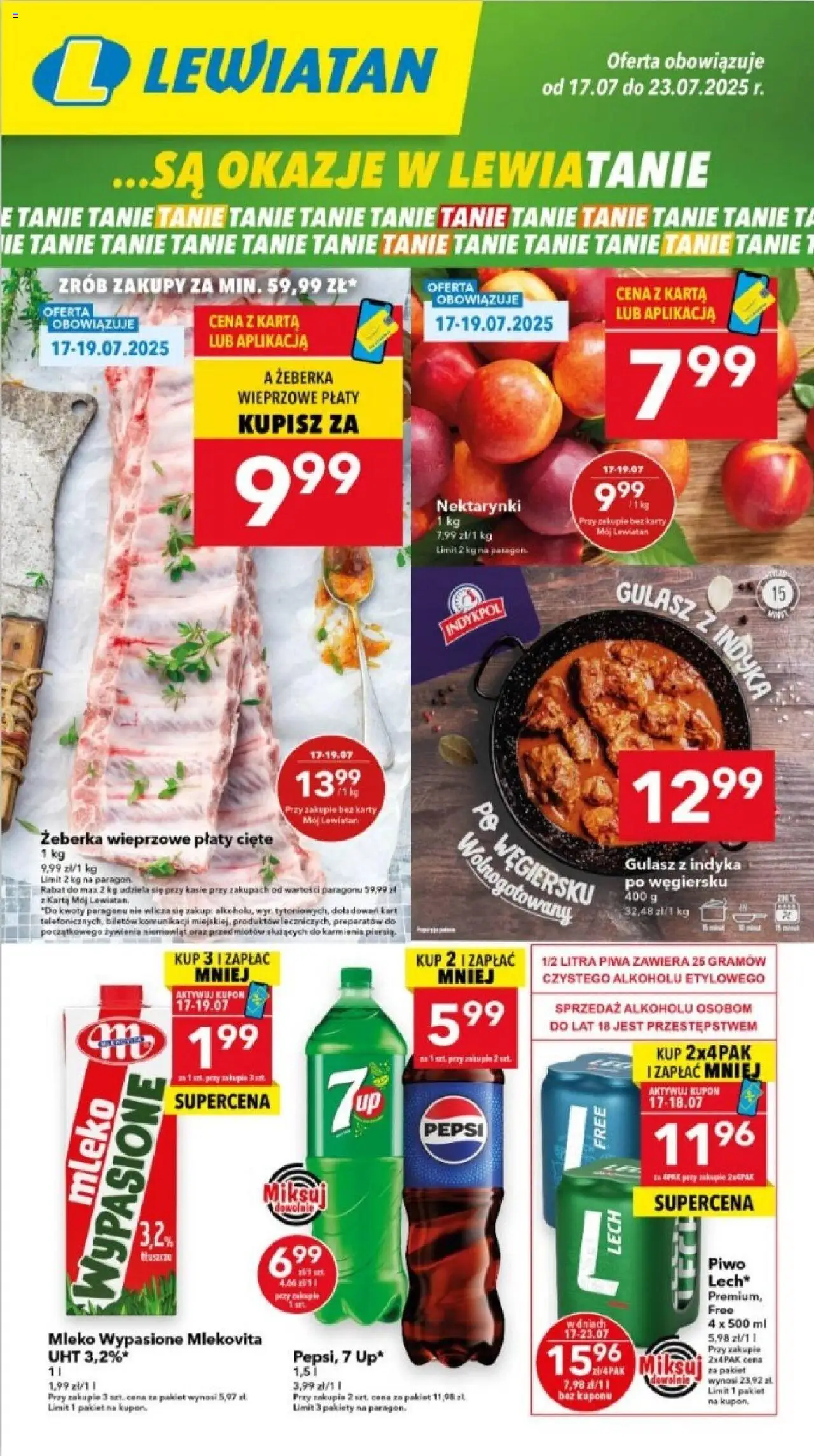 Lewiatan gazetka - Szczecin od 17.07.2025 | Strona: 1 | Produkty: Karta, Mleko wypasione, Pepsi, Piwo