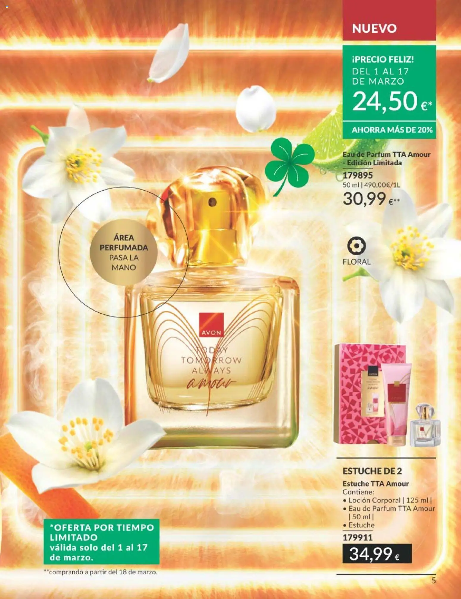 Catálogo AVON campaña 3 │ válido desde el 01.03.2026 | Página: 5 | Productos: Perfume, Loción corporal, Eau de parfum