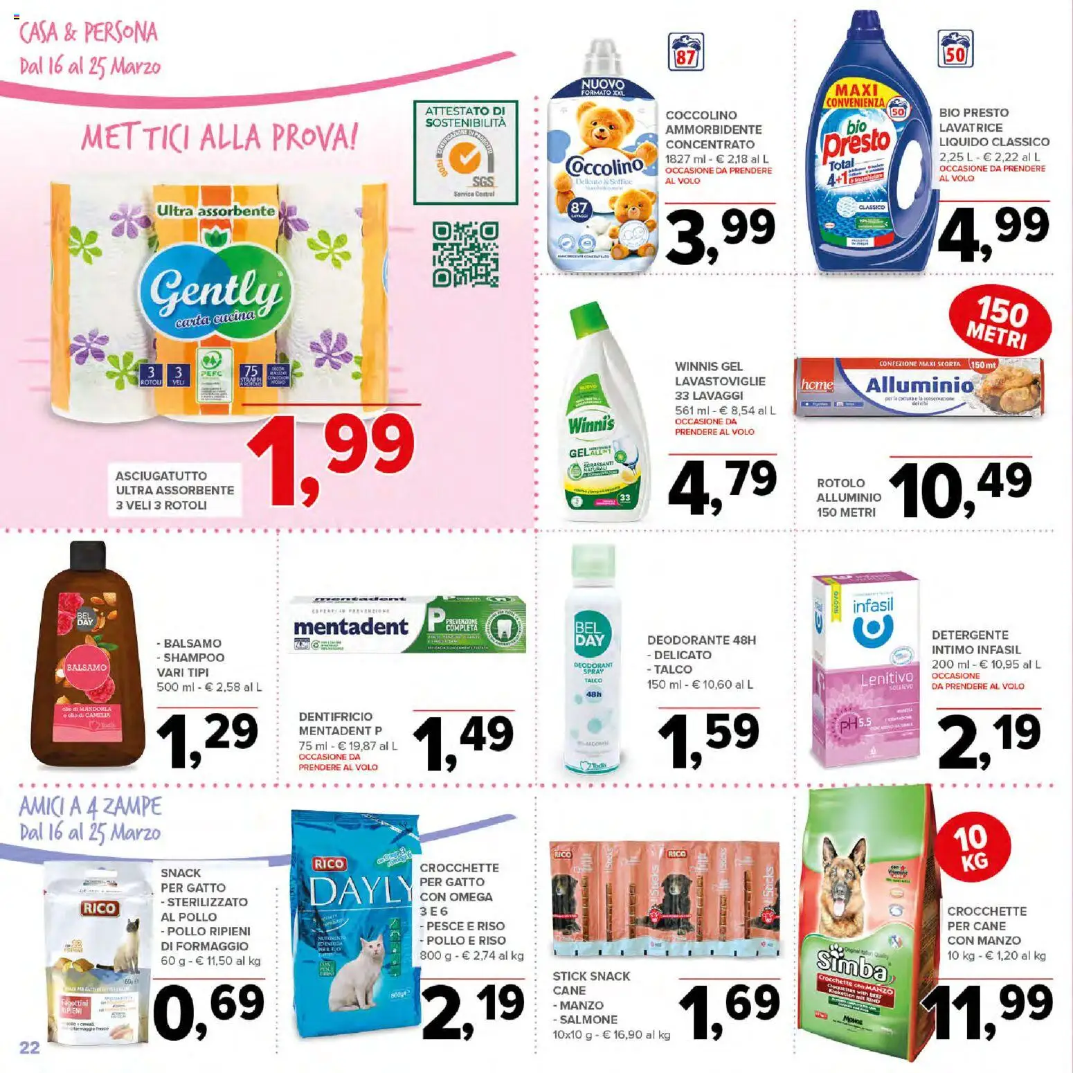 Volantino Todis del 16.03.2026 | Pagina: 22 | Prodotti: Balsamo, Salmone, Detergente, Formaggio