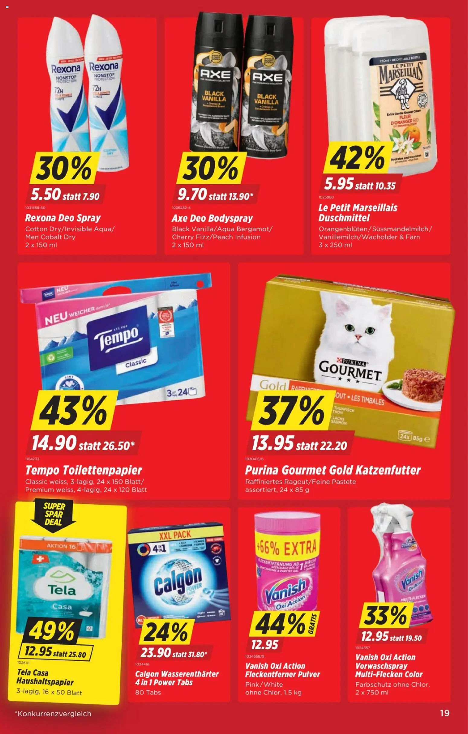 Denner Aktionen – gültig ab 05.02.2026 | Seite: 19 | Produkte: Deodorant, Lachs, Shower Gel, Toilettenpapier