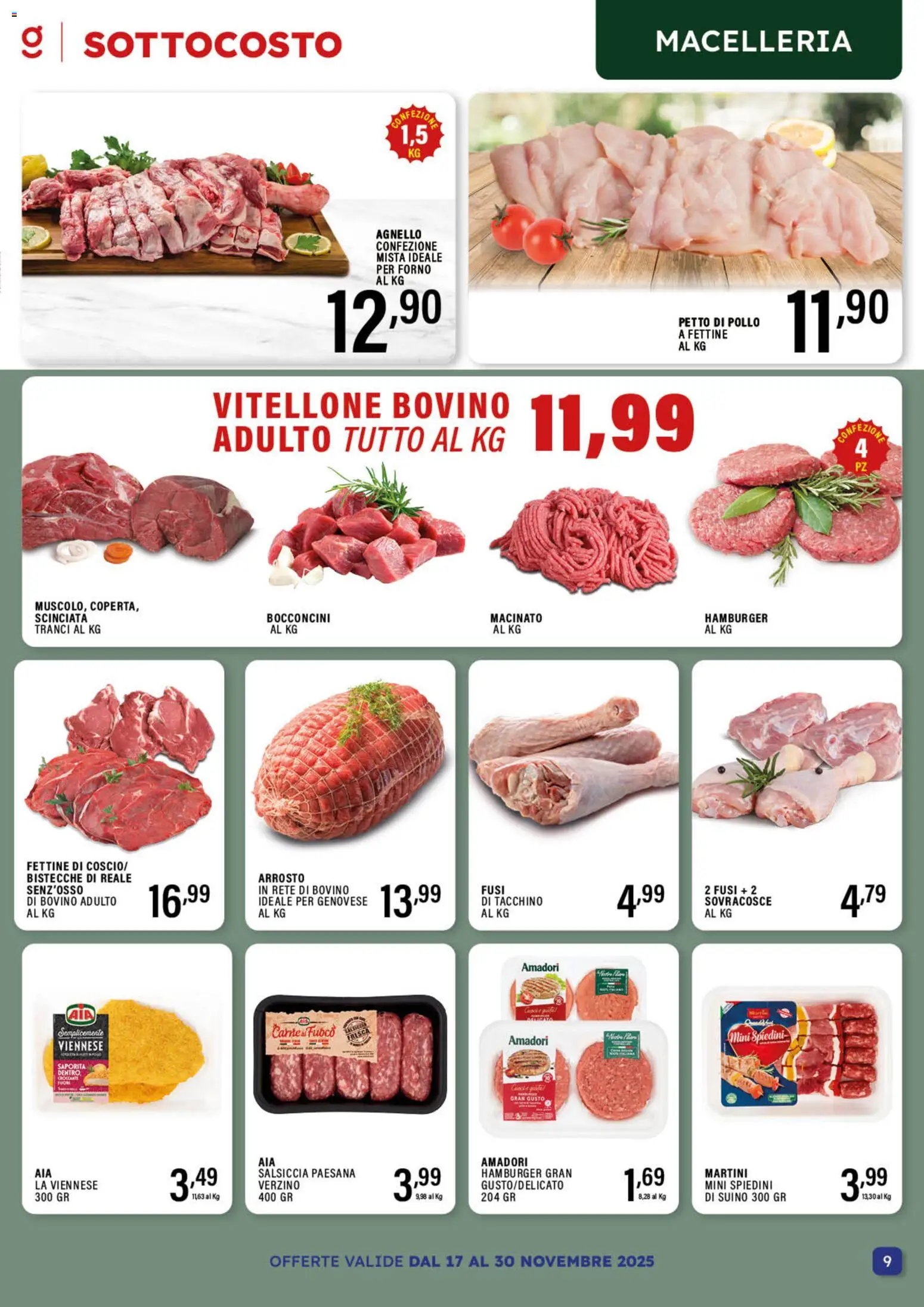 Volantino GECOP del 17.11.2025 | Pagina: 9 | Prodotti: Petto di Pollo, Salsiccia, Forno, Macinato