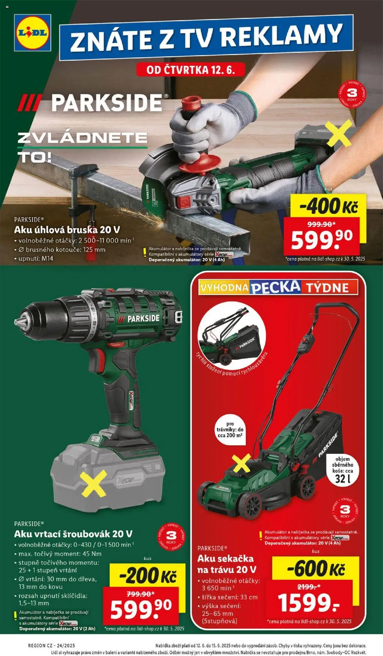 Lidl leták od 12.06.2025 | Strana: 34 | Produkty: Parkside, Šroubovák, Tv, Úhlová bruska