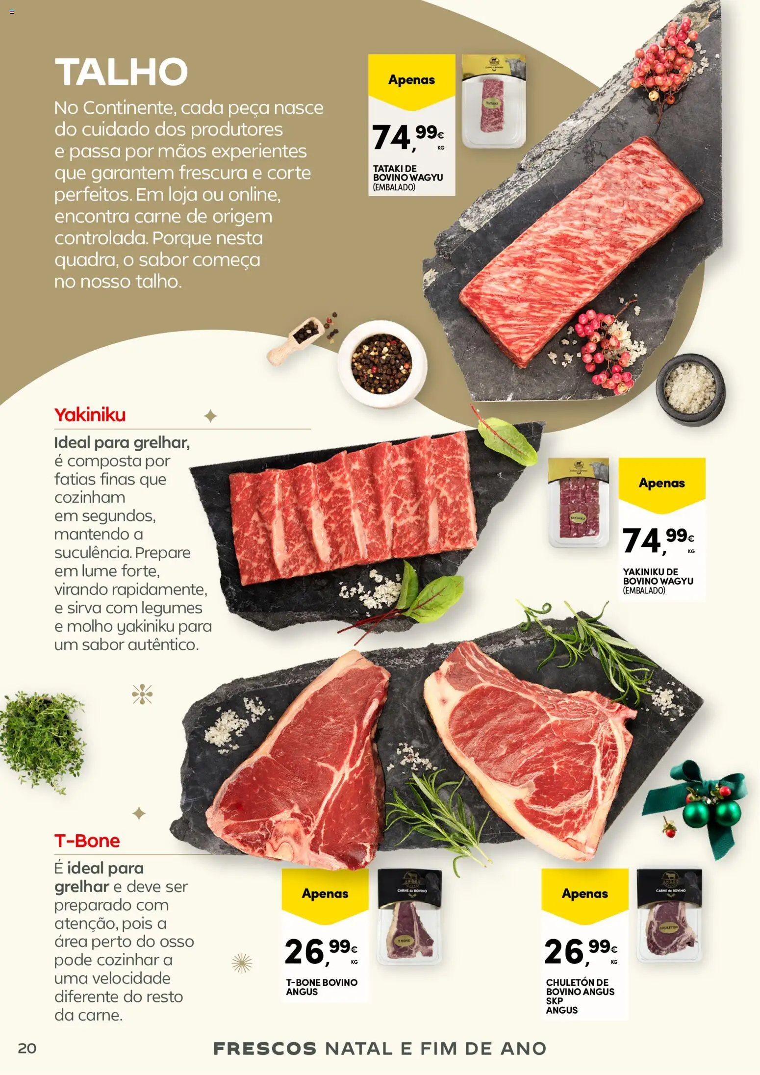 Continente - Frescos: Mais tempo à mesa com todos │ válido de 16.12.2025 | Página: 20 | Produtos: Boné, Carne