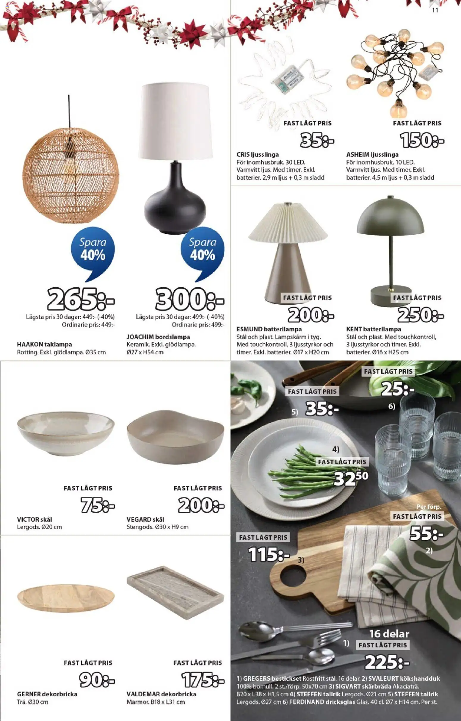 JYSK reklamblad aktuell från 15.12.2025 | Sida: 11 | Produkter: Bordslampa, Sladd, Ljus