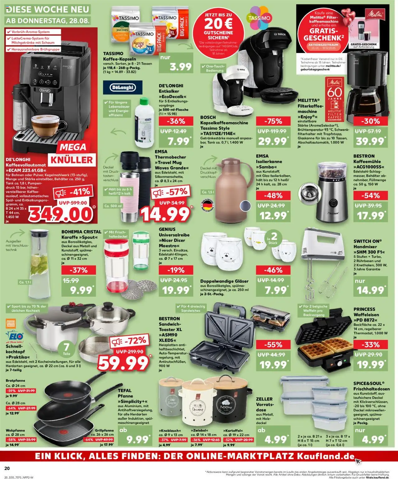 Kaufland prospekt Bremen	 - gültig ab dem 28.08.2025 | Seite: 20 | Produkte: Kaffeemaschine, Toaster, Waffeleisen, Wok