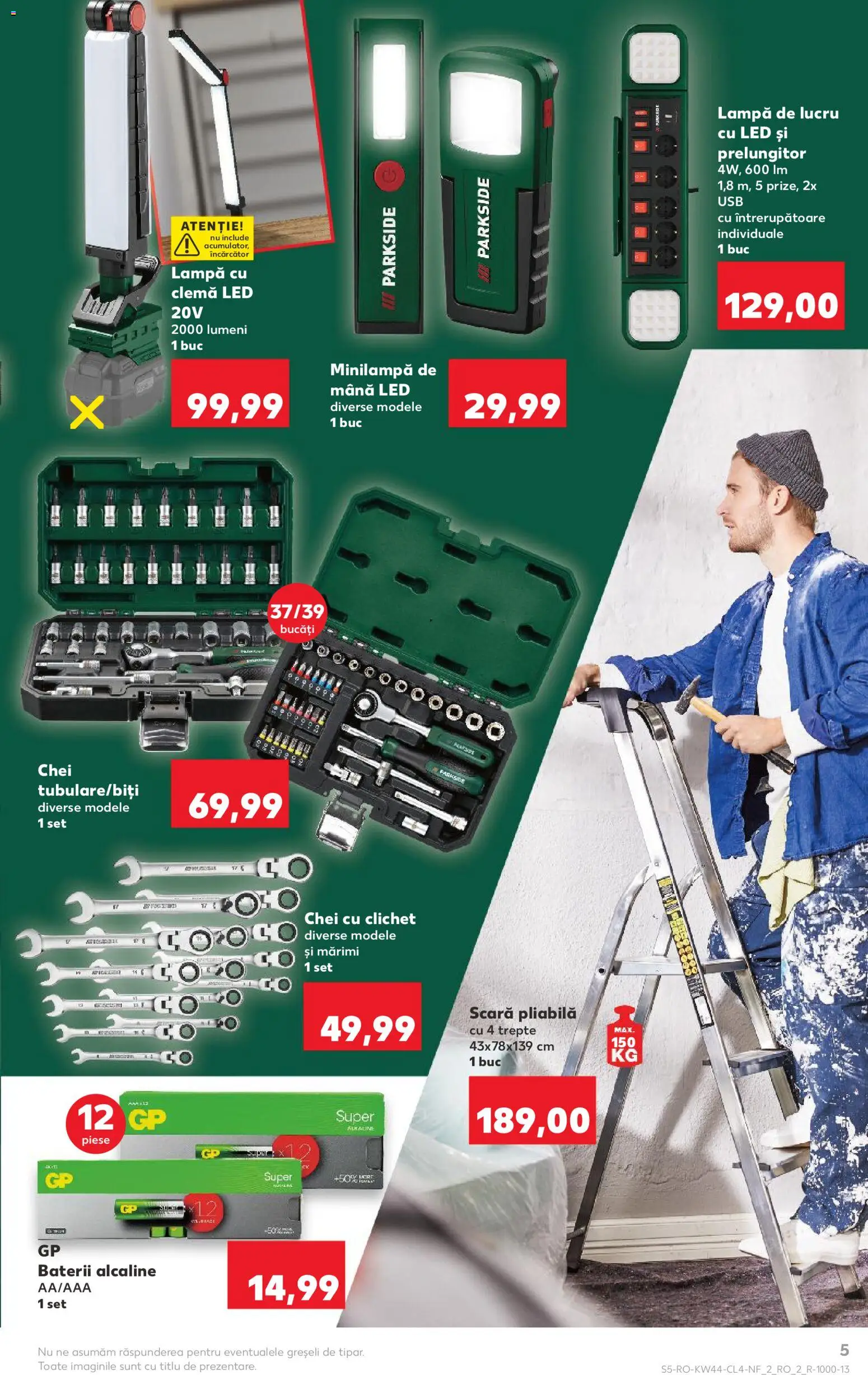 Noul catalog Kaufland – valabil de la 29.10.2025 | Pagină: 5 | Produse: Prelungitor, Scară, Lampă, Baterii