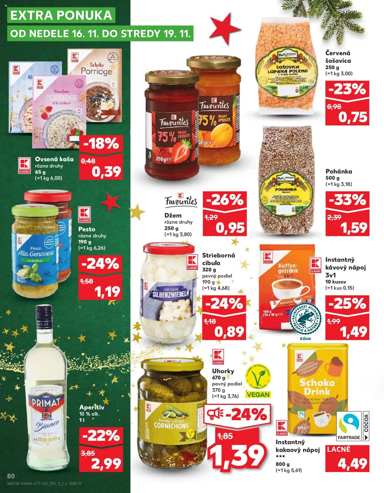 Nové Kaufland akcie – leták je platný od 13.11.2025 | Strana: 80 | Produkty: Káva, Šošovica, Aperitív, Uhorky