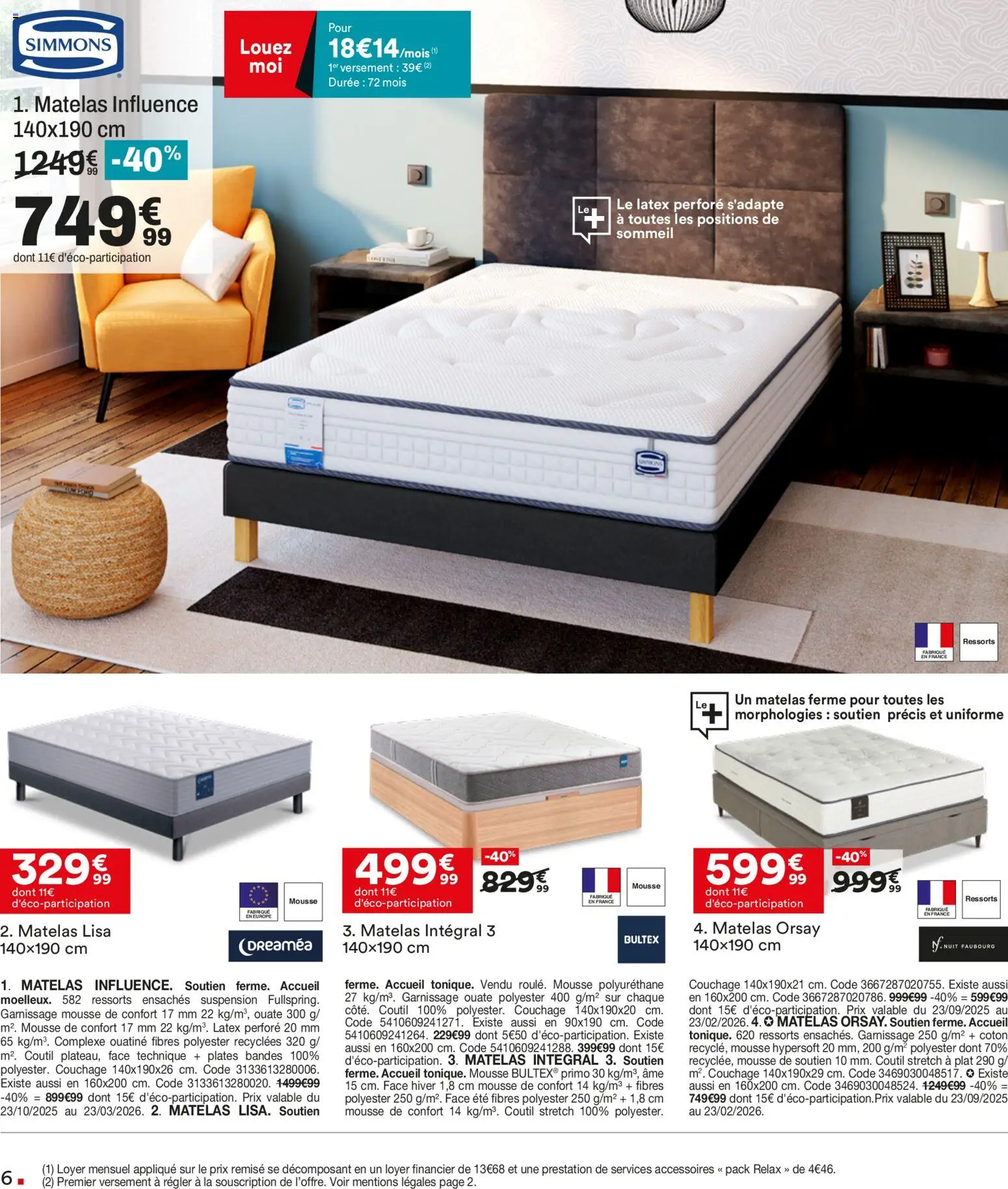 {H1} | Page: 6 | Produits: Coton, Mousse, Suspension, Matelas