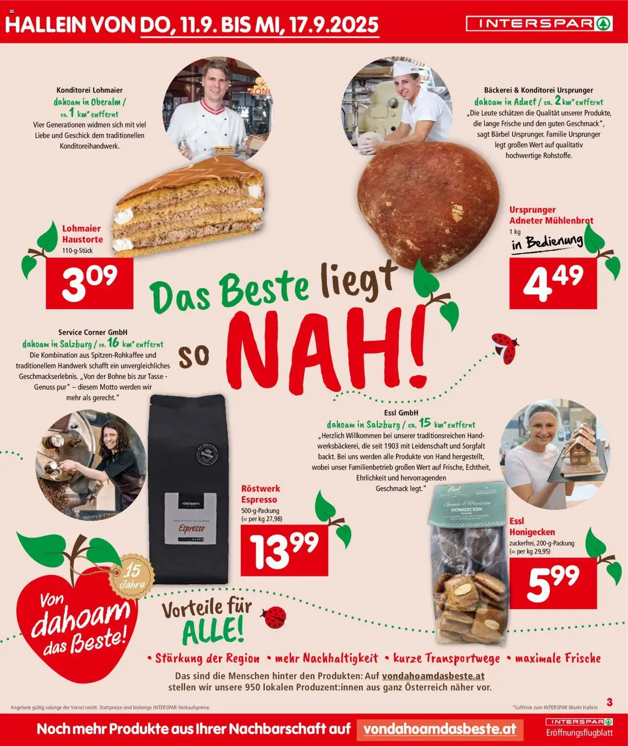 Interspar Flugblatt - Salzburg gültig ab 11.09.2025 | Seite: 3 | Produkte: Bäckerei