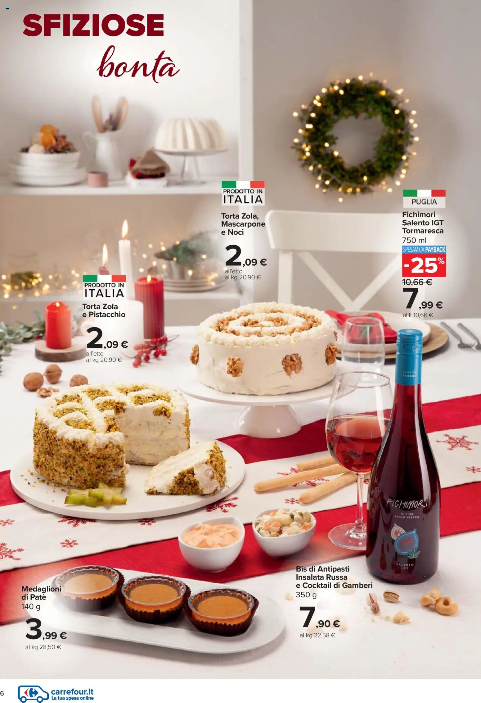 Volantino Carrefour del 27.11.2025 | Pagina: 6 | Prodotti: Paté, Gamberi, Vino, Torta