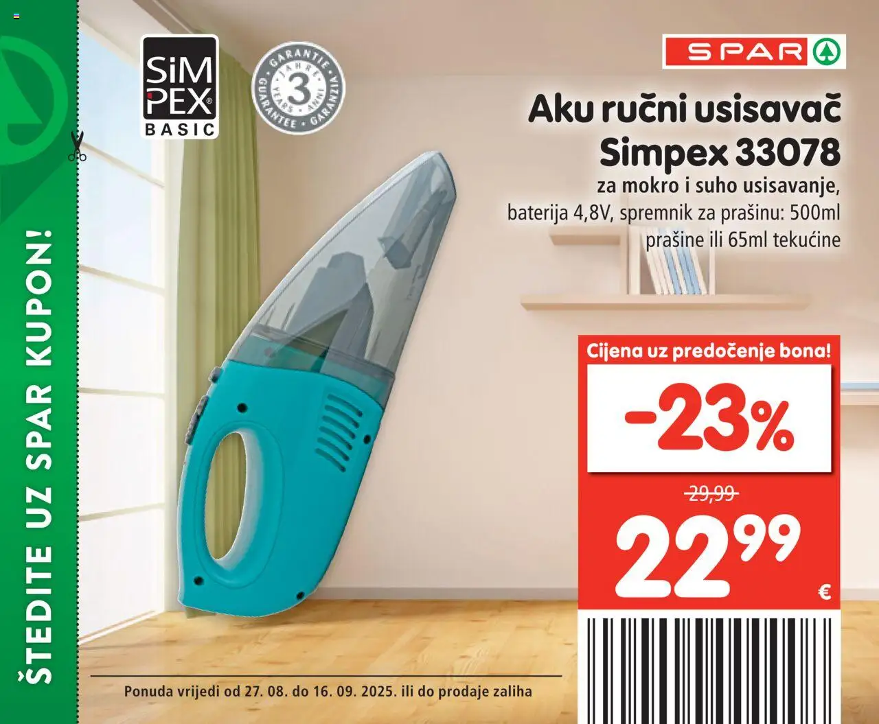 Spar katalog | vrijedi od 27.08.2025 | Stranica: 11 | Proizvodi: Usisavač, Baterija
