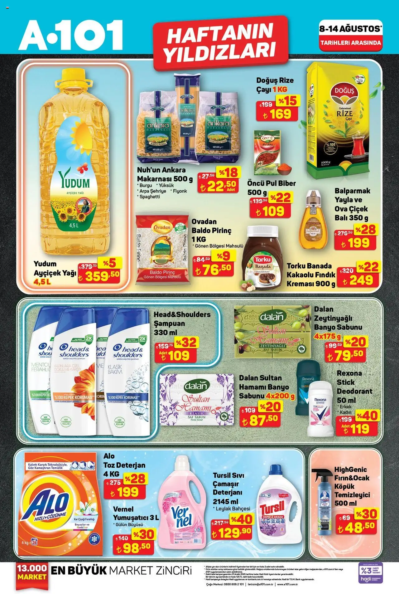 A101 Katalog - 08.08.2025 tarihinden itibaren geçerlidir | Sayfa: 1 | Ürünler: Banyo, Şampuan, Deodorant, Deterjan