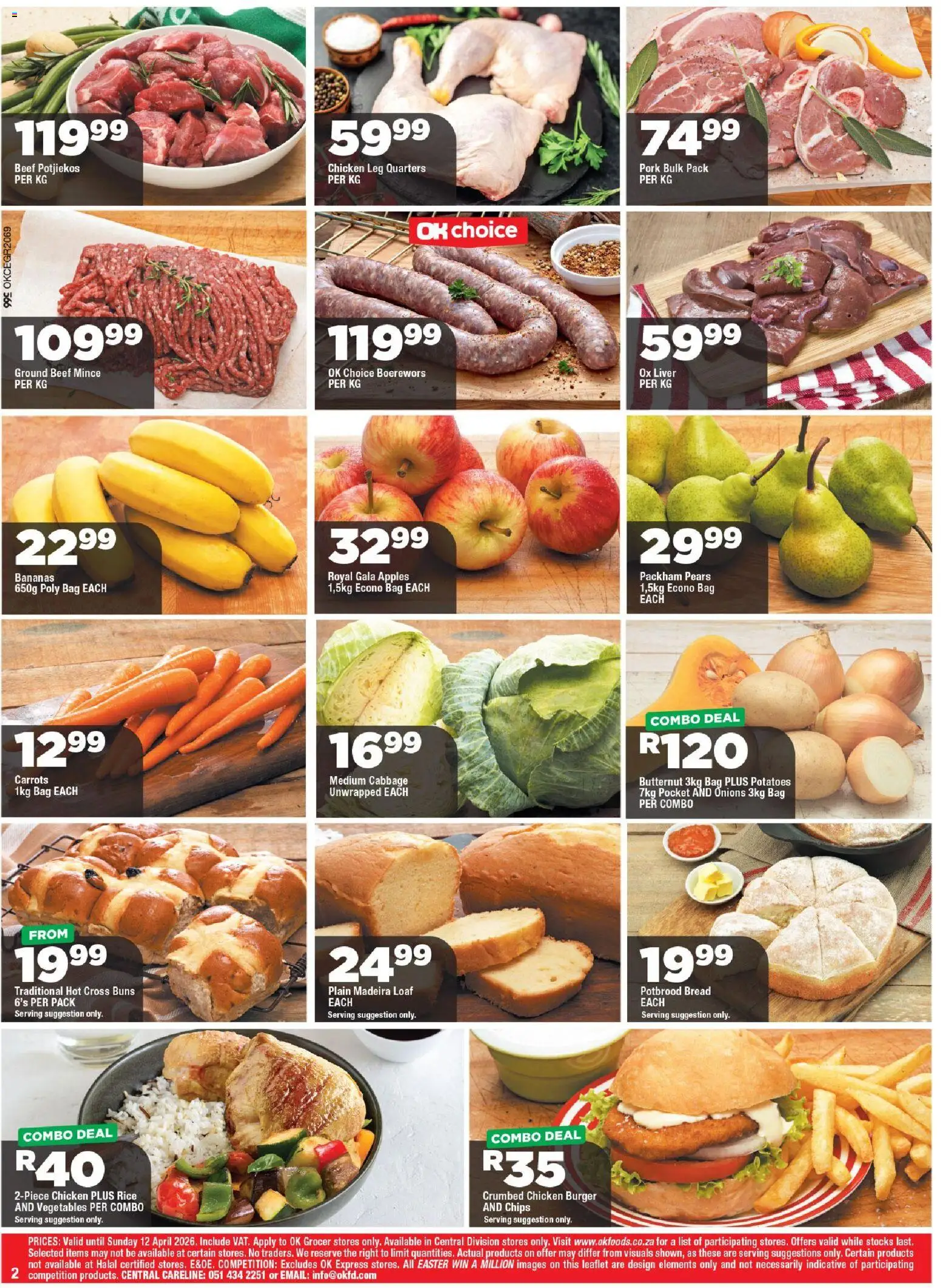 New OK Foods catalogue – valid from 25.03.2026 | Page: 2 | Products: Boerewors, Pork, Bananas, Carrots