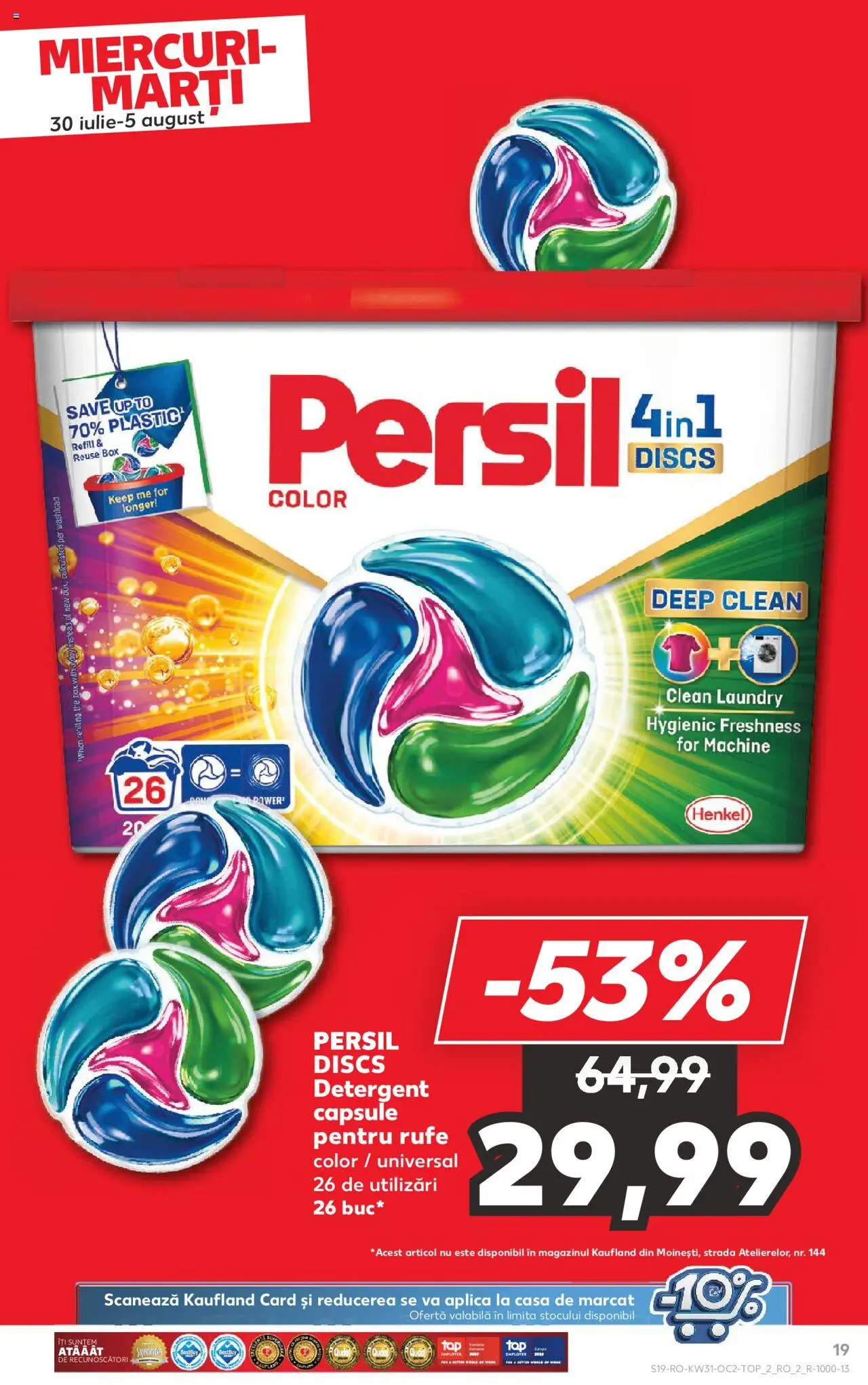 Kaufland RO akciós ujság - amely érvényes a következő dátumtól: 30.07.2025 | Oldal: 19 | Termékek: Persil
