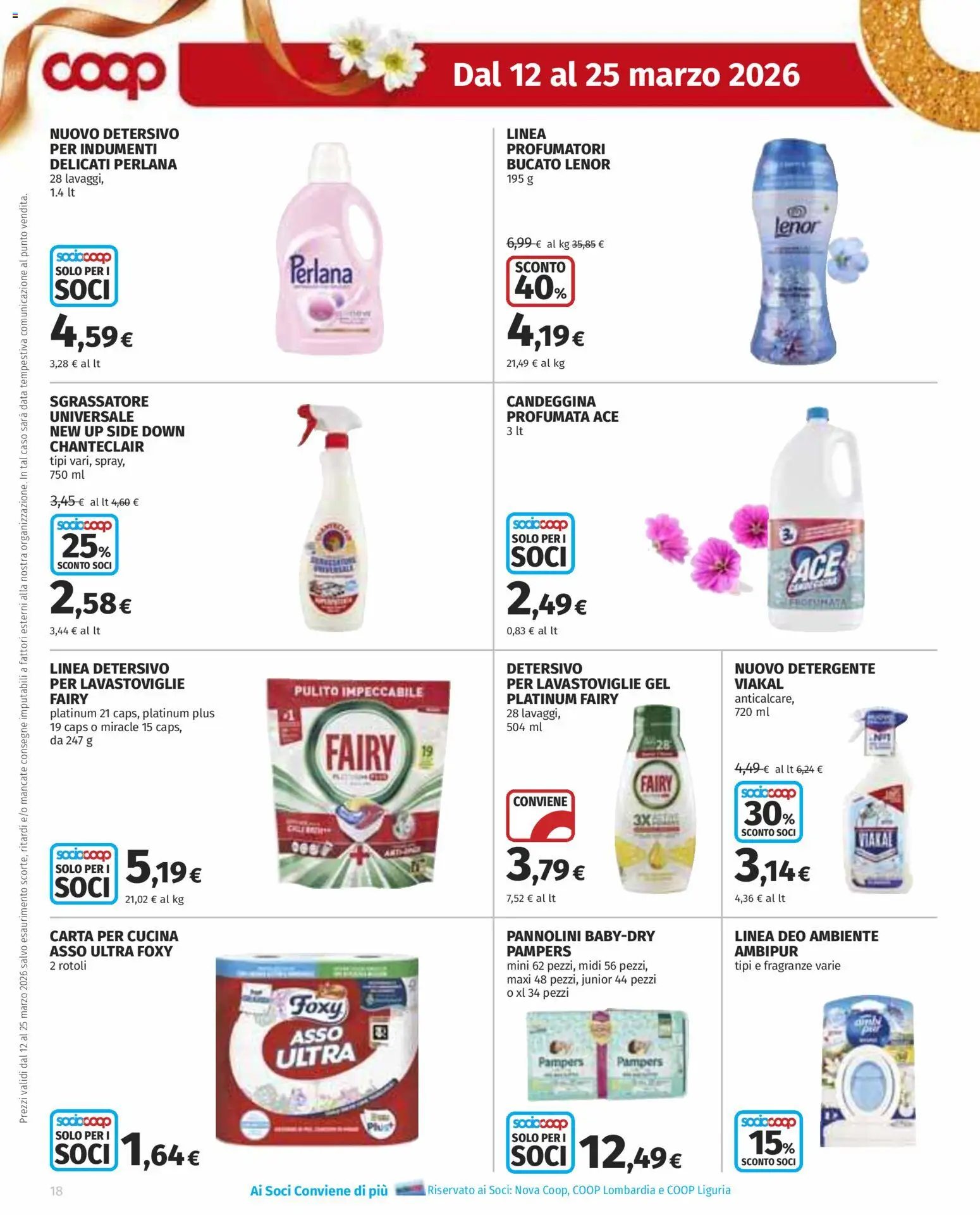 Volantino COOP del 12.03.2026 | Pagina: 18 | Prodotti: Detersivo per lavastoviglie, Sgrassatore, Lavastoviglie, Data