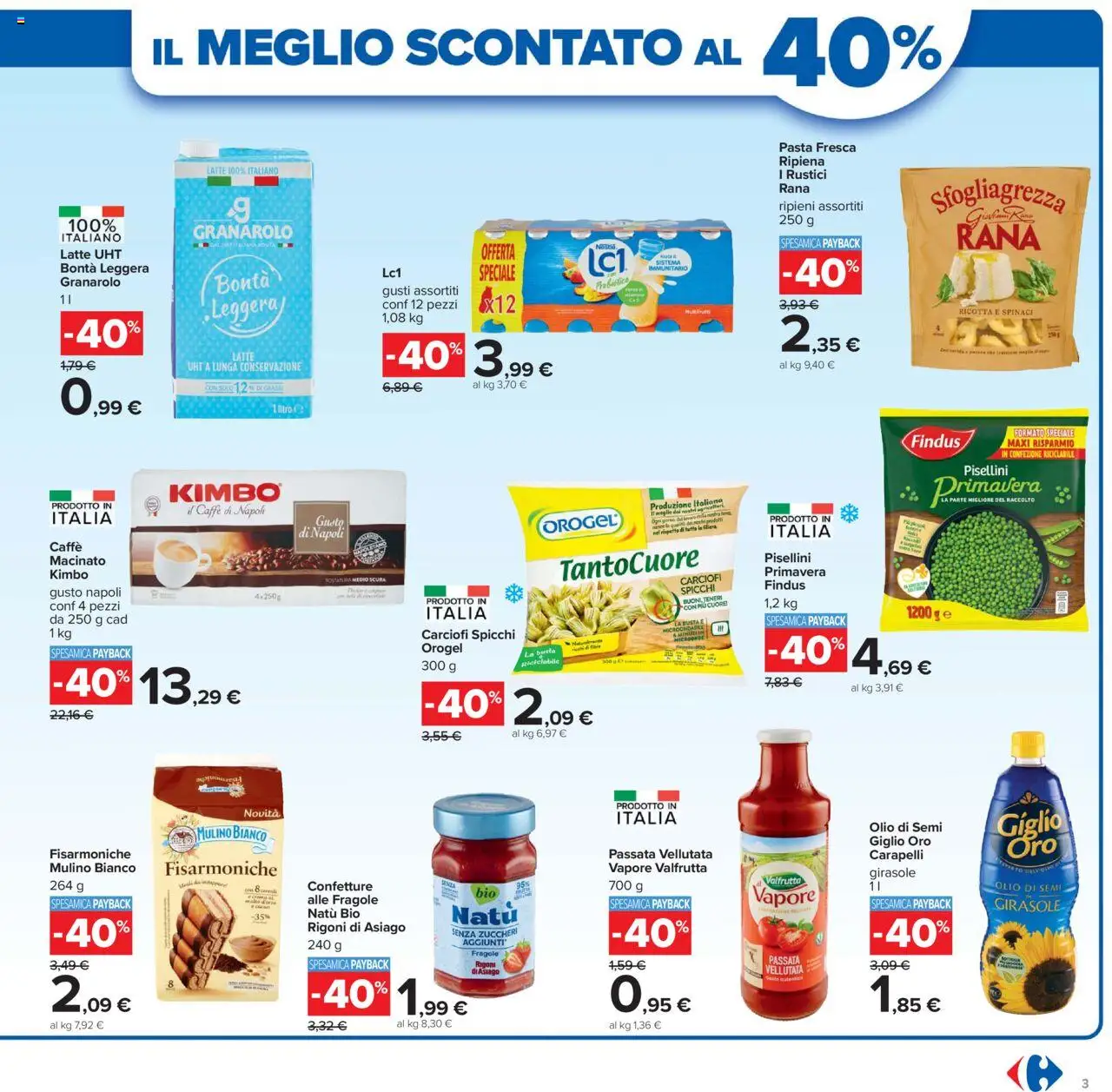 Volantino Carrefour del 26.09.2025 | Pagina: 3 | Prodotti: Caffè, Olio, Carciofi, Ricotta
