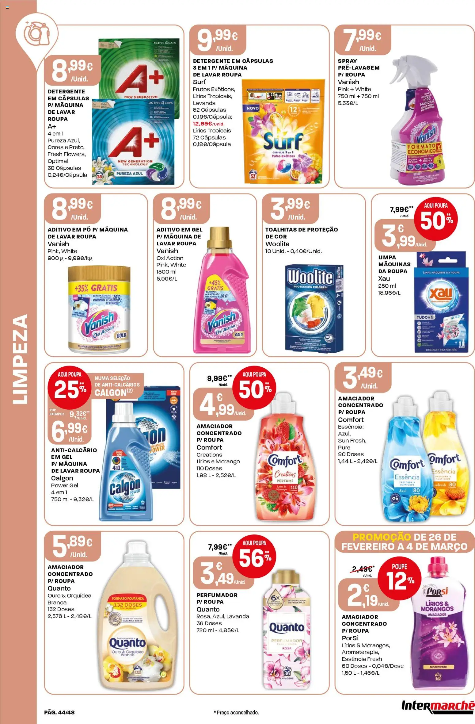 Intermarché folheto │ válido de 26.02.2026 | Página: 44 | Produtos: Máquina de lavar, Perfume, Pó, Morangos