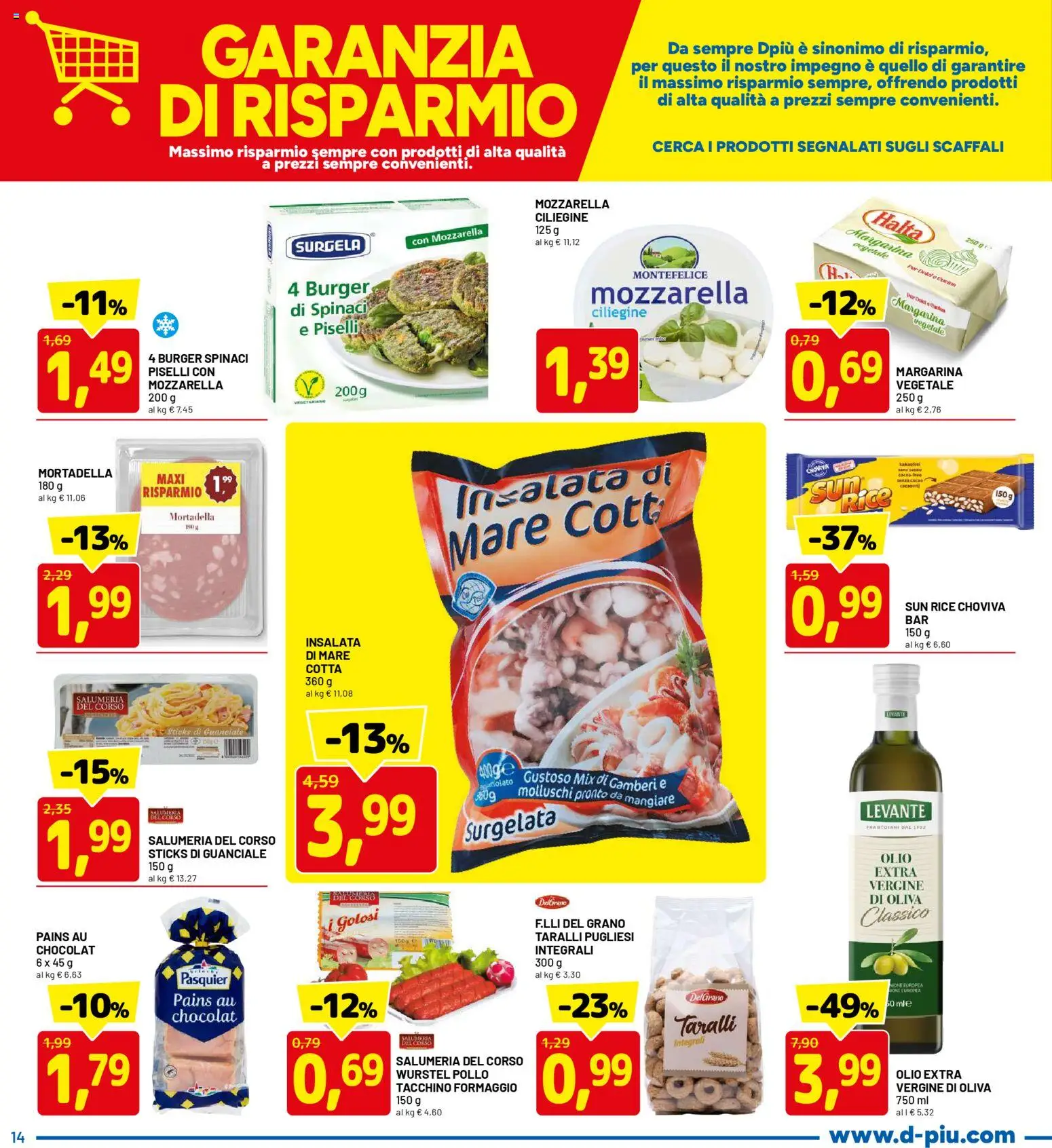 Volantino D Più del 30.04.2026 | Pagina: 14 | Prodotti: Mozzarella, Spinaci, Mortadella, Margarina
