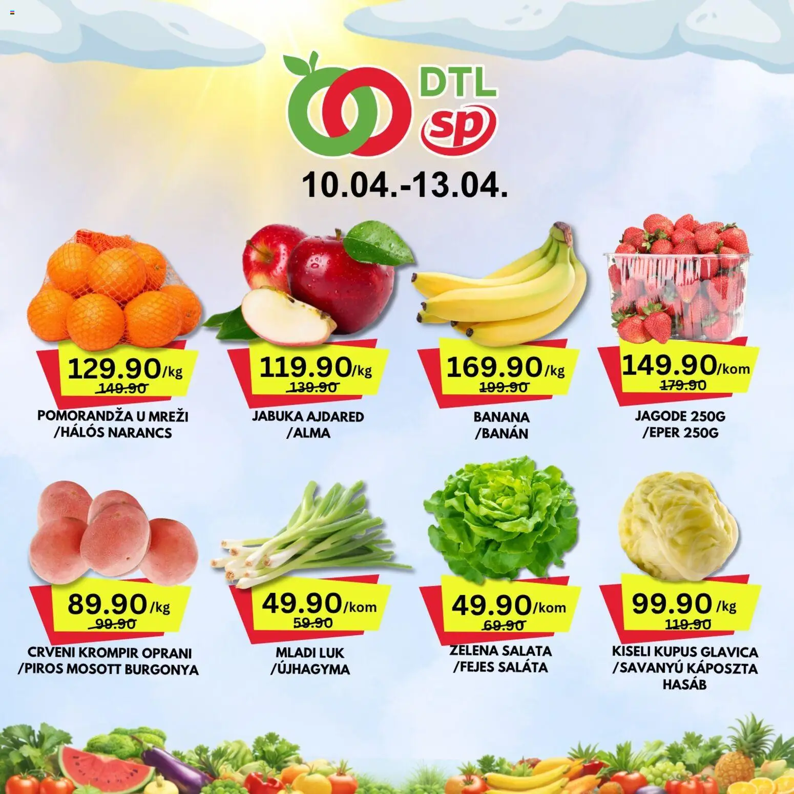 Senta Promet katalog - važi od 10.04.2026 | Strana: 1 | Proizvode: Jagode, Salata, Kiseli kupus, Kupus