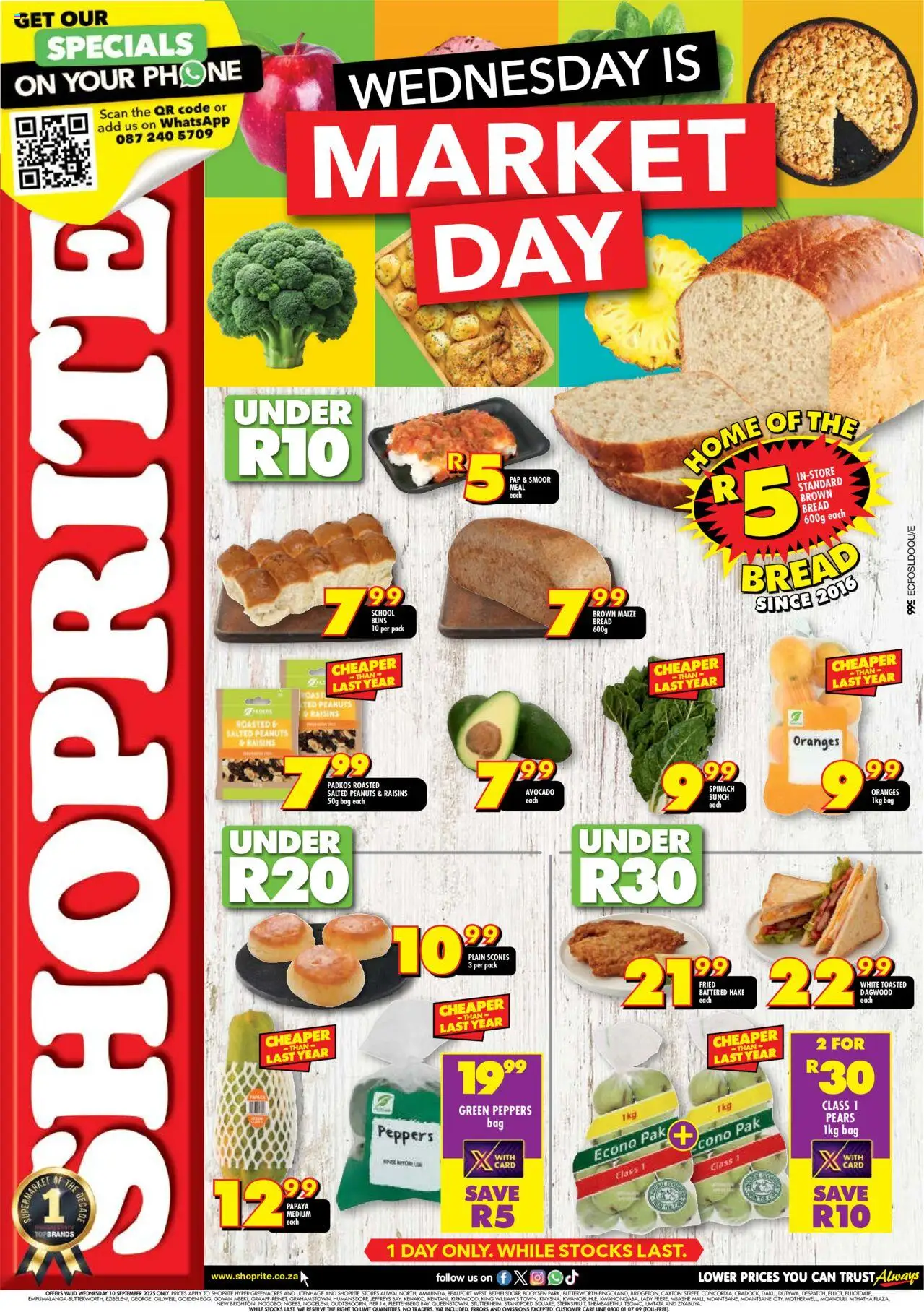 New Shoprite catalogue – valid from 10.09.2025 | Page: 1 | Products: Pears, Phone, Bag, Oranges