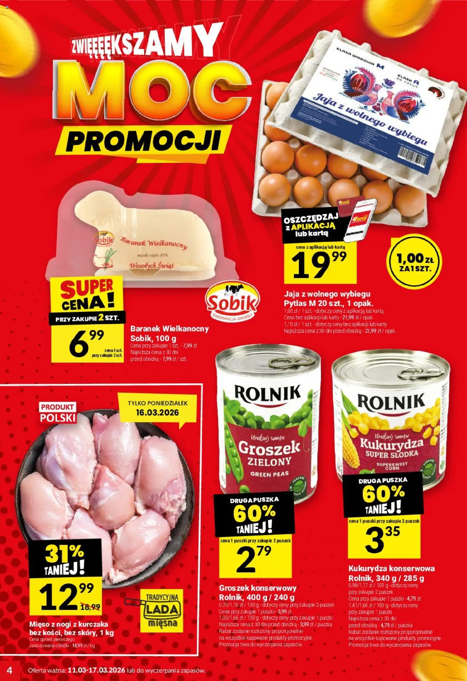 Twój Market gazetka od 11.03.2026 | Strona: 4 | Produkty: Karta, Groszek, Mięso, Jaja