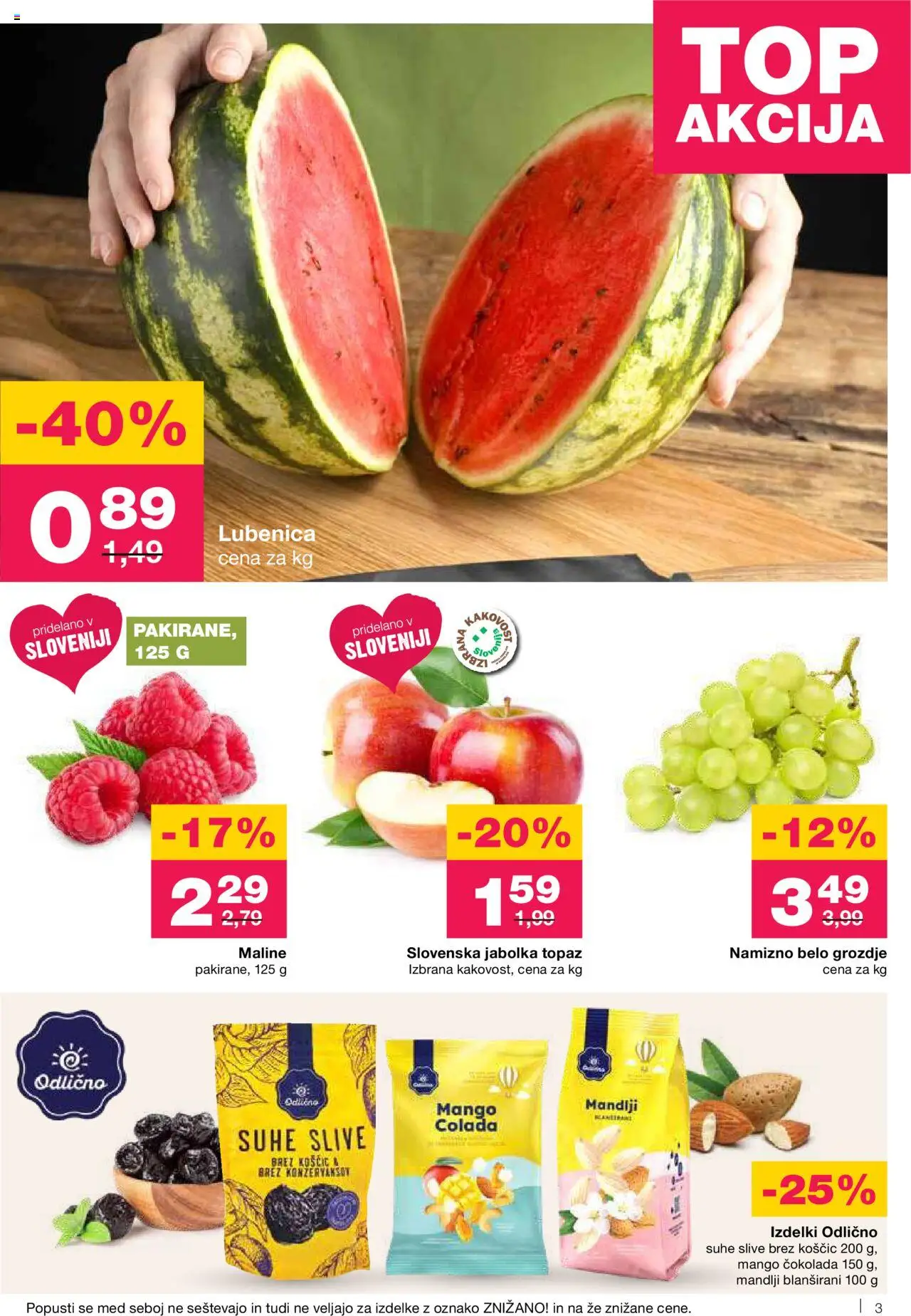 Mercator katalog │ velja od 26.06.2025 | Stran: 3 | Izdelki: Mandlji, Suhe slive, Cokolada, Jabolka