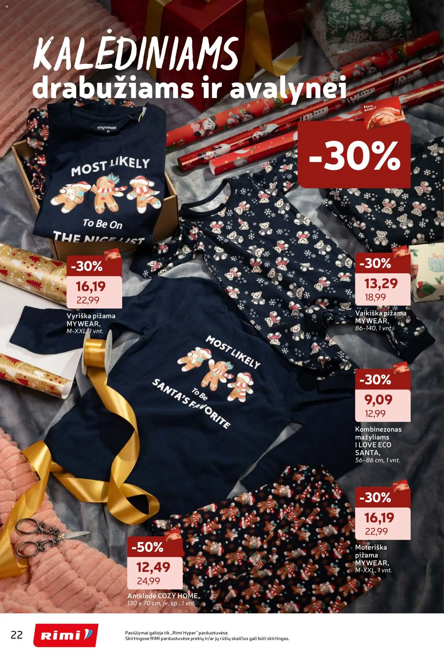 Rimi akcijos nuo 18.11.2025 | Puslapis: 22 | Prekių: Kombinezonas, Antklodė, Pižama
