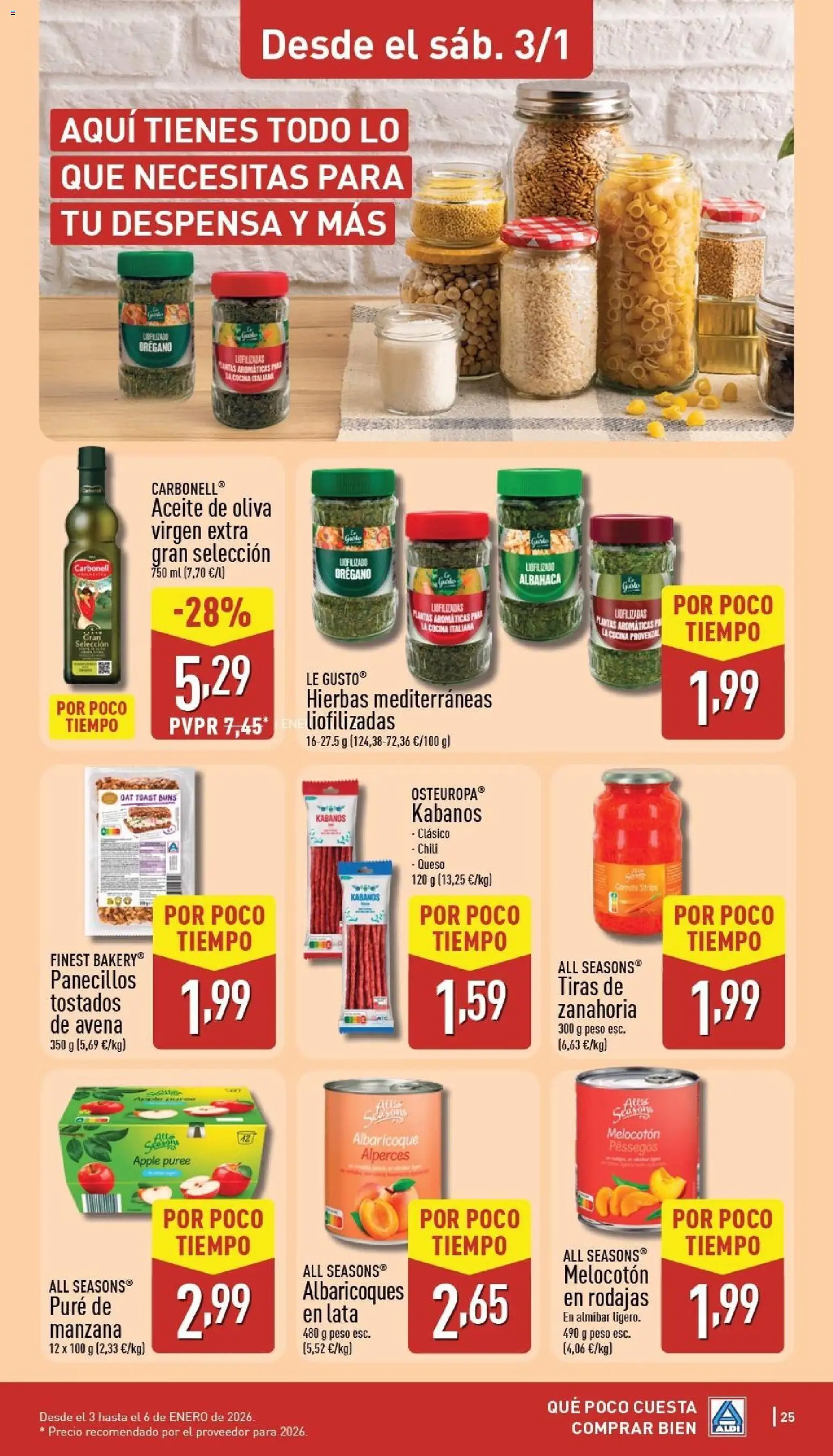 Aldi folleto Península │ válido desde el 29.12.2025 | Página: 25 | Productos: Queso, Aceite de oliva, Αποφλοιωτής σκόρδου, Cocina