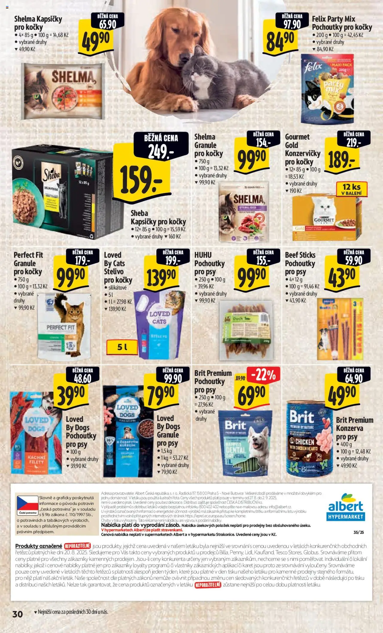 Albert leták - Hypermarket od 27.08.2025 | Strana: 38 | Produkty: Shelma kapsičky, Kapsičky pro kočky, Stelivo, Sheba