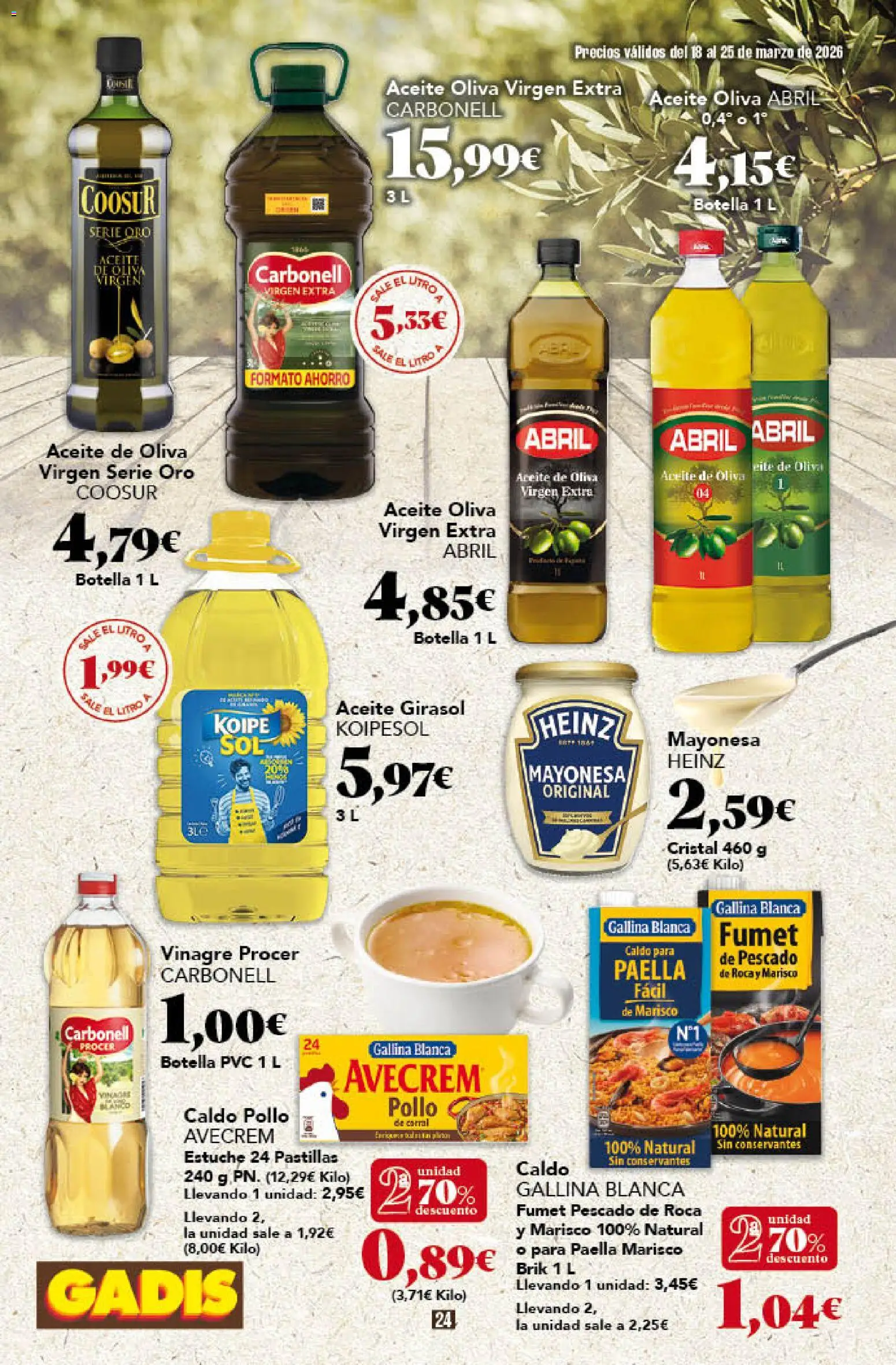 Gadis - folleto │ válido desde el 18.03.2026 | Página: 24 | Productos: Aceite, Aceite de oliva, Οθόνη προβολής, Δεξαμενή