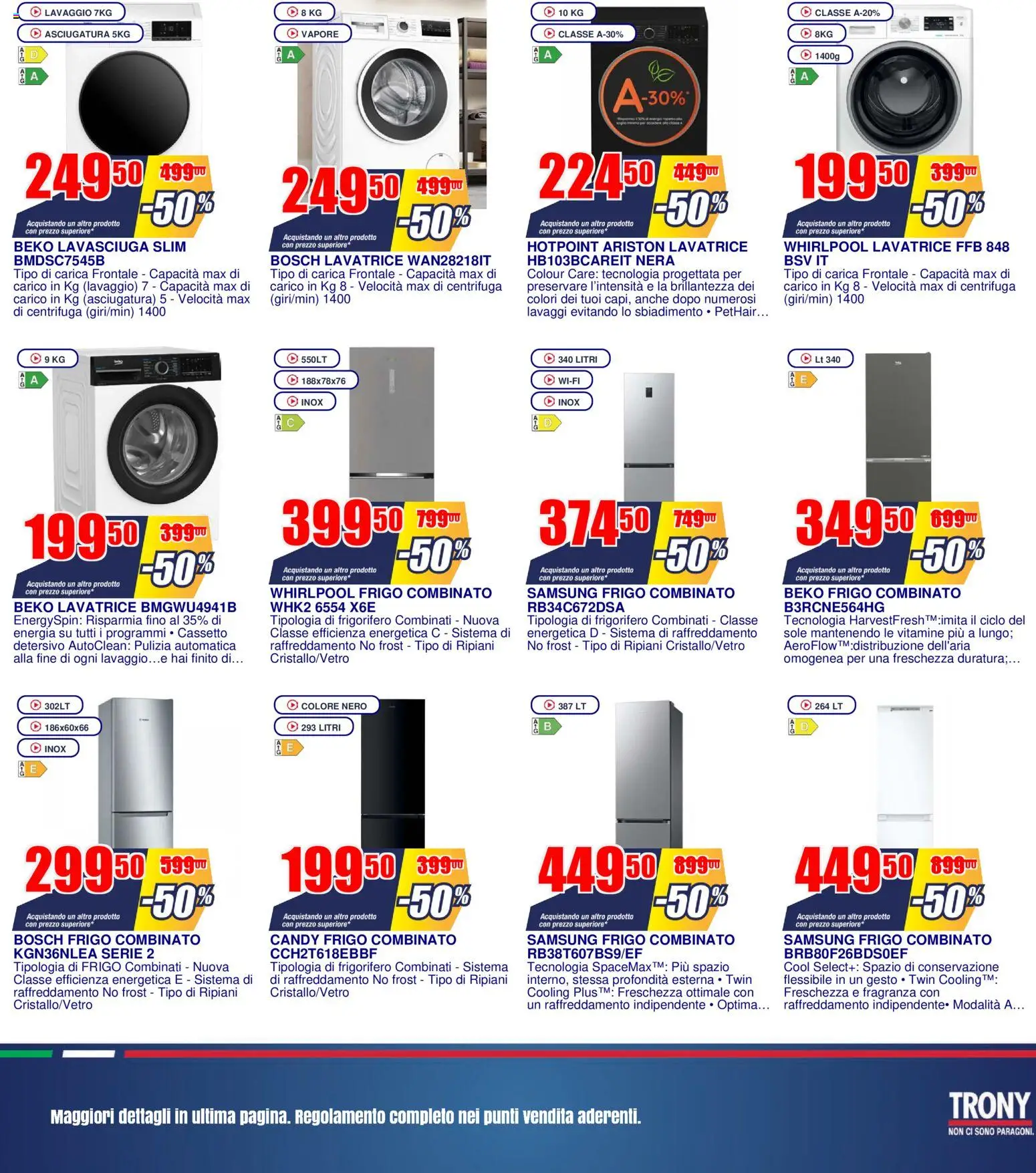 Volantino Trony del 19.02.2026 | Pagina: 3 | Prodotti: Lavasciuga, Centrifuga, Frigorifero, Fragranza