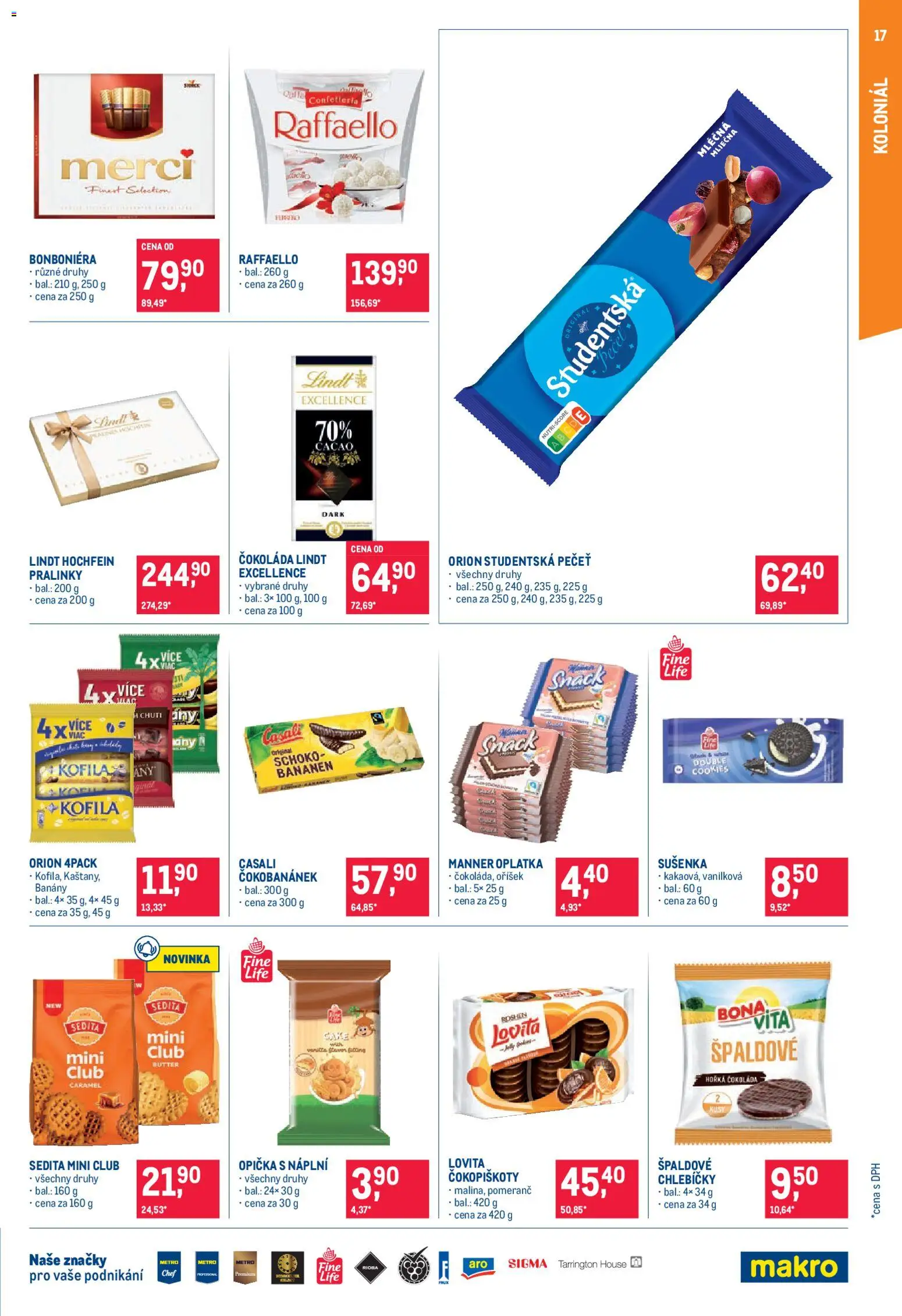 Makro leták - Pro milovníky jídla od 22.04.2026 | Strana: 17 | Produkty: Lindt, Čokoláda, Merci, Horká čokoláda