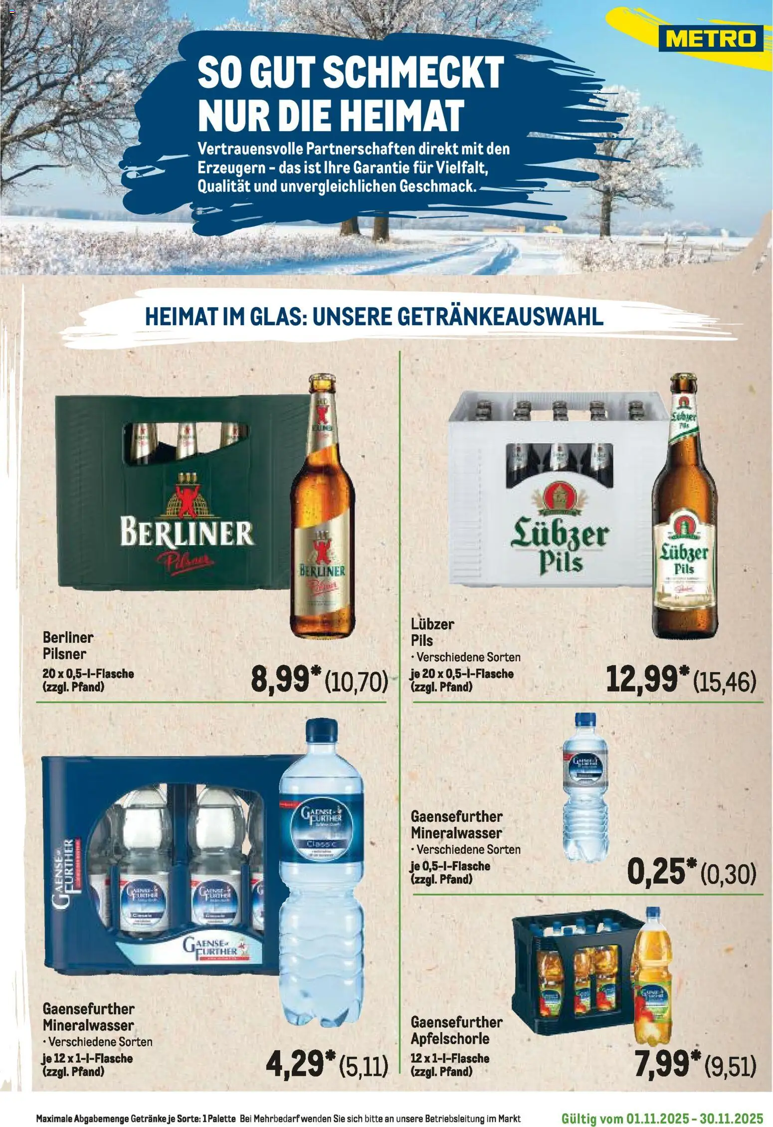 Metro Regionaler Flyer – gültig ab 01.11.2025 | Seite: 97 | Produkte: Berliner, Pils, Mineralwasser, Lubzer