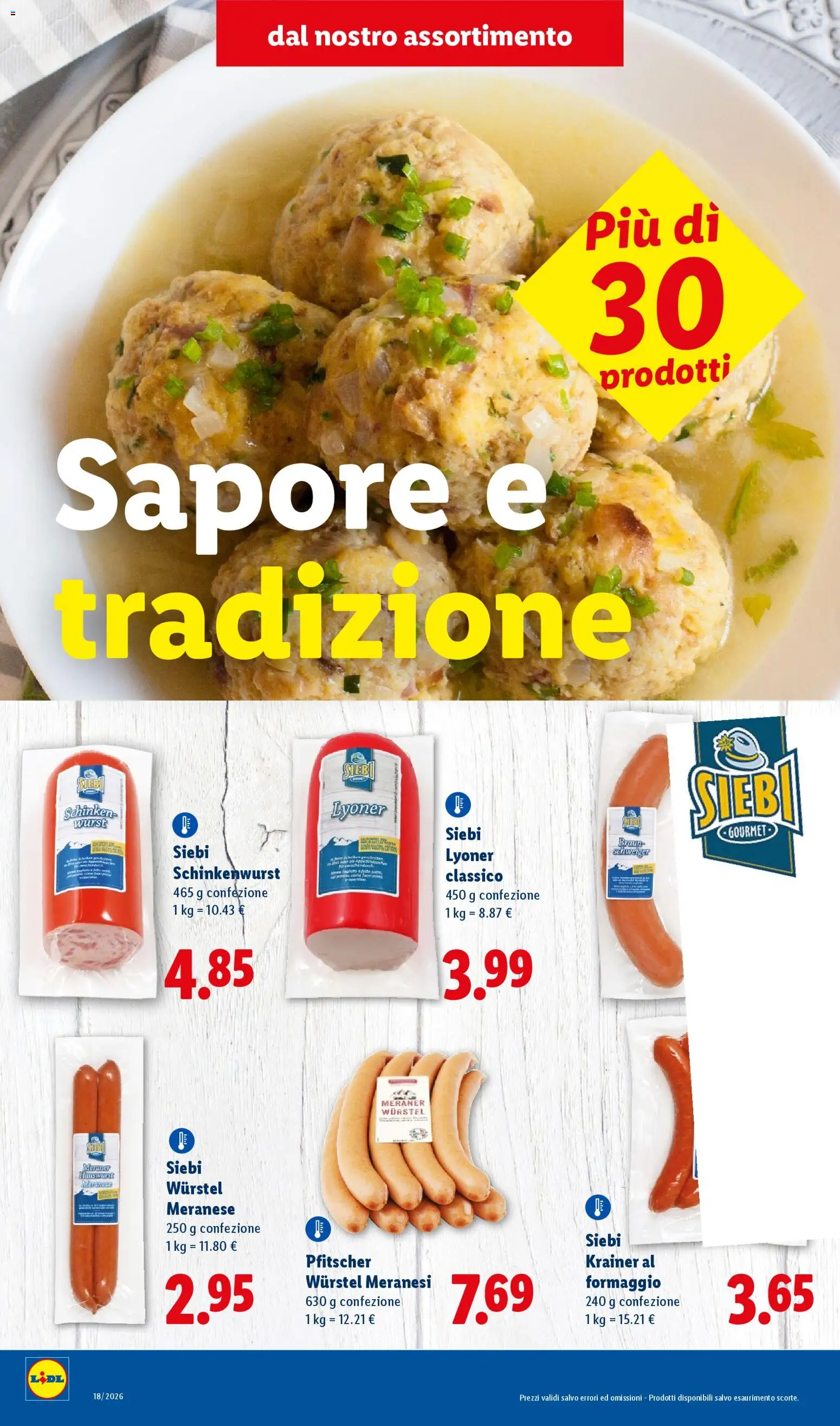 Volantino Lidl del 30.04.2026 | Pagina: 2 | Prodotti: Formaggio, Wurstel